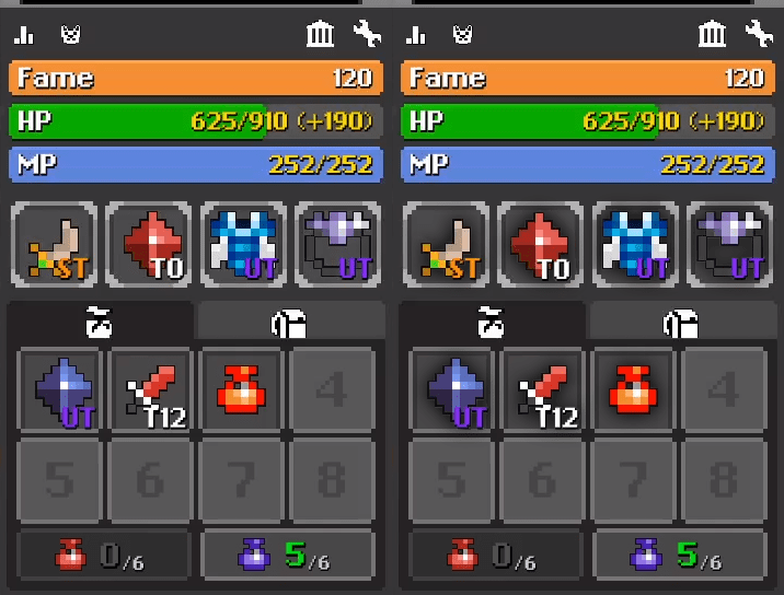 Exalt with and without Item Shadows r/RotMG
