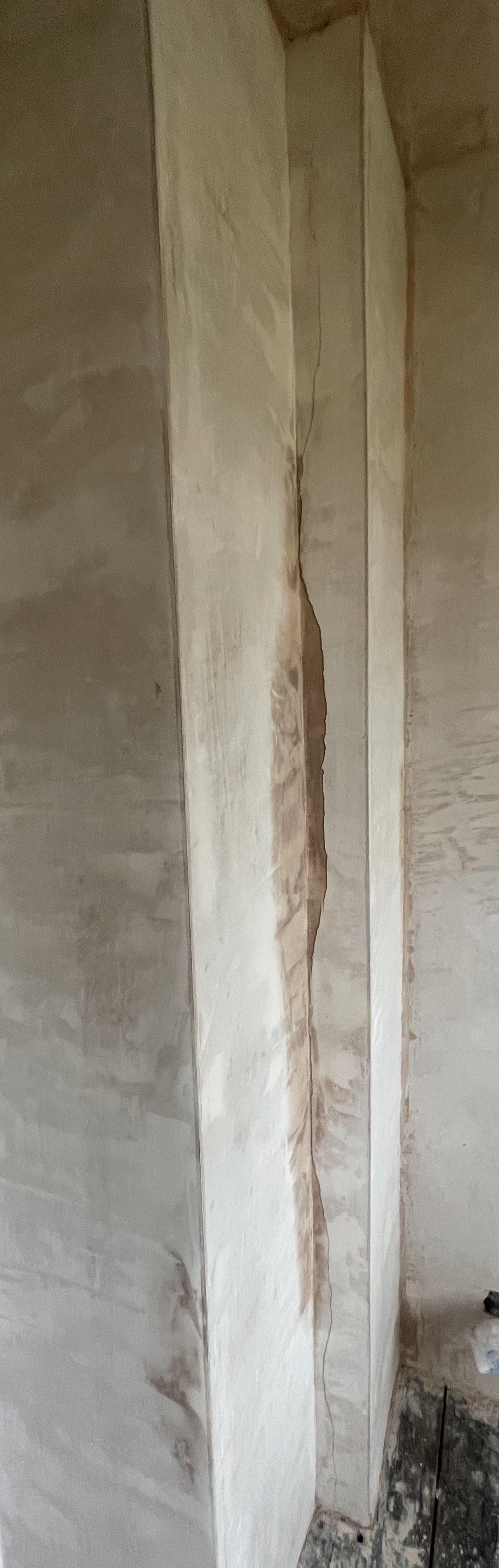 I had a big crack appear next to this corner after plastering