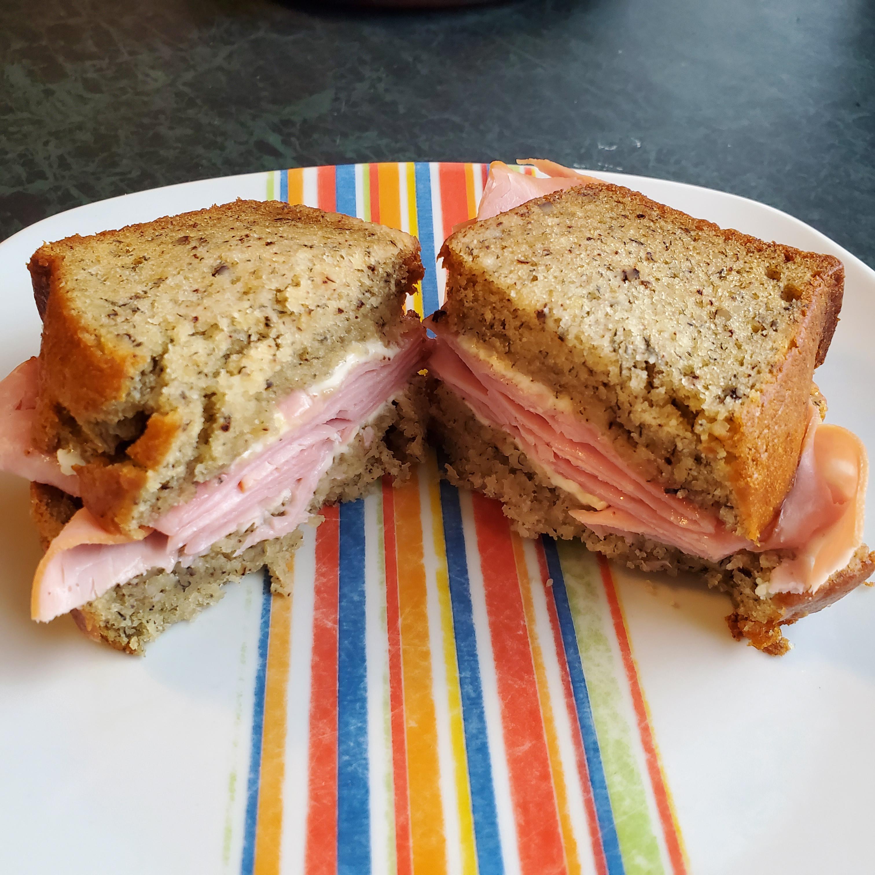 [Homemade] Ham, Butter, and Honey on Banana Bread r/food