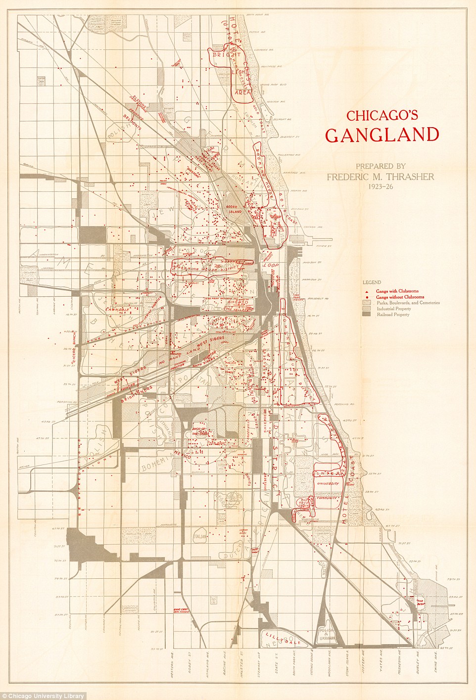 This map from the 1920s plotted exactly where gang hideouts and