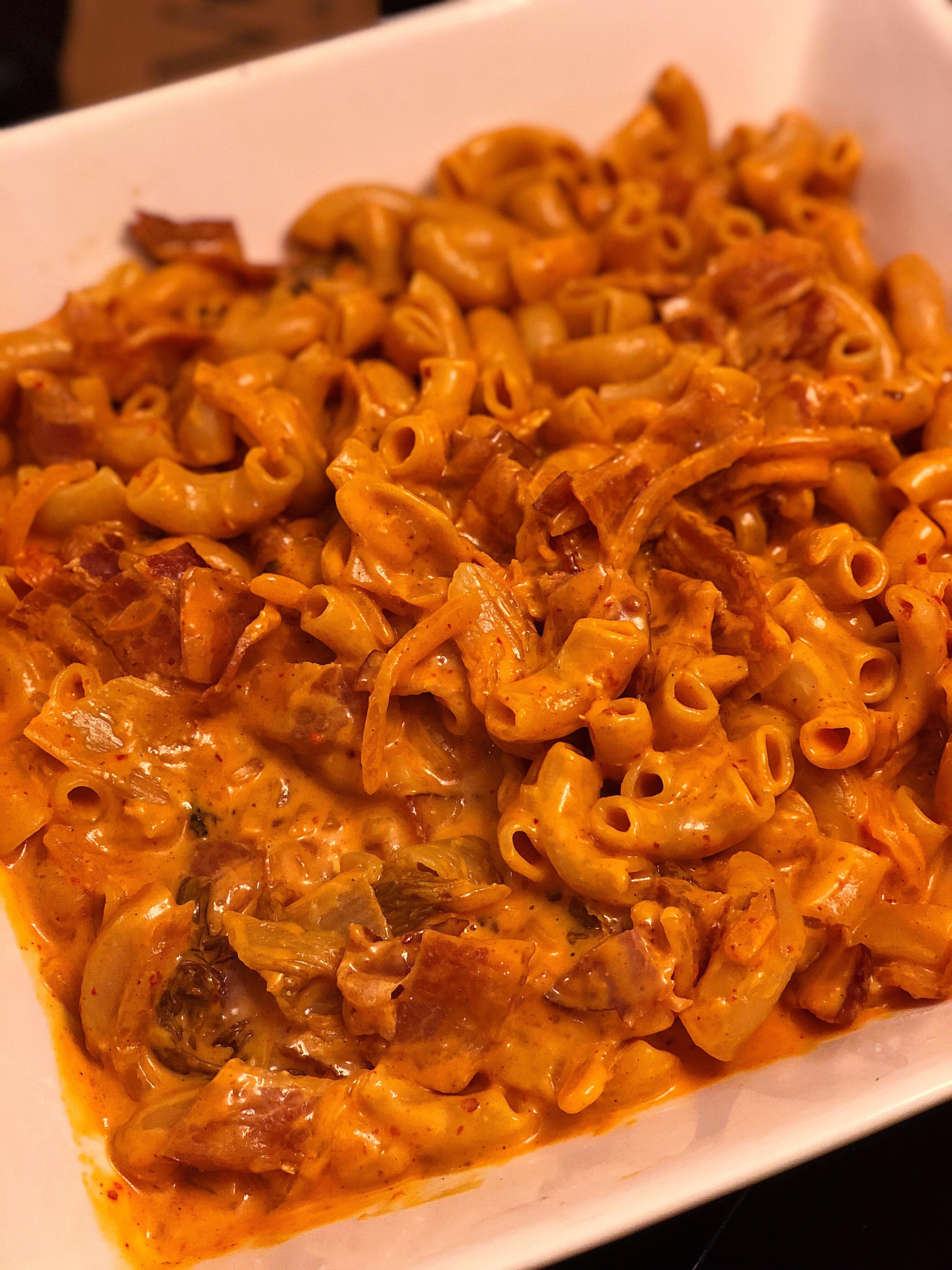 6 beers in, craved some Mac n cheese. Bacon Mac and cheese(velveeta) w