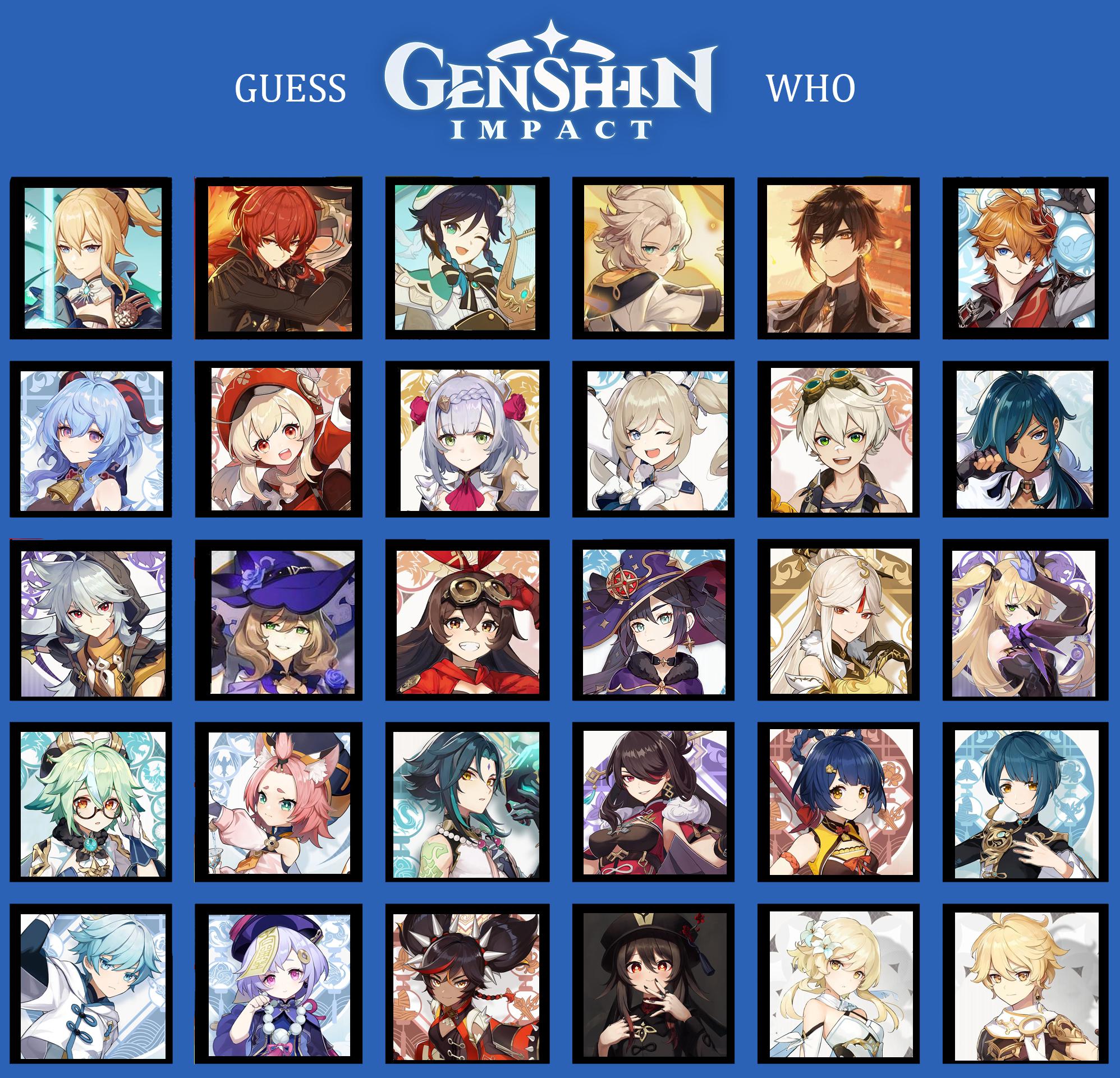 Guess Who 'Genshin Impact' edition! r/Genshin_Impact