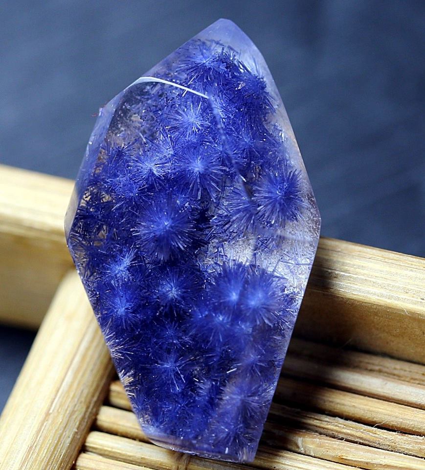 A rare natural blue Dumortierite crystal inside Quartz r/MineralPorn