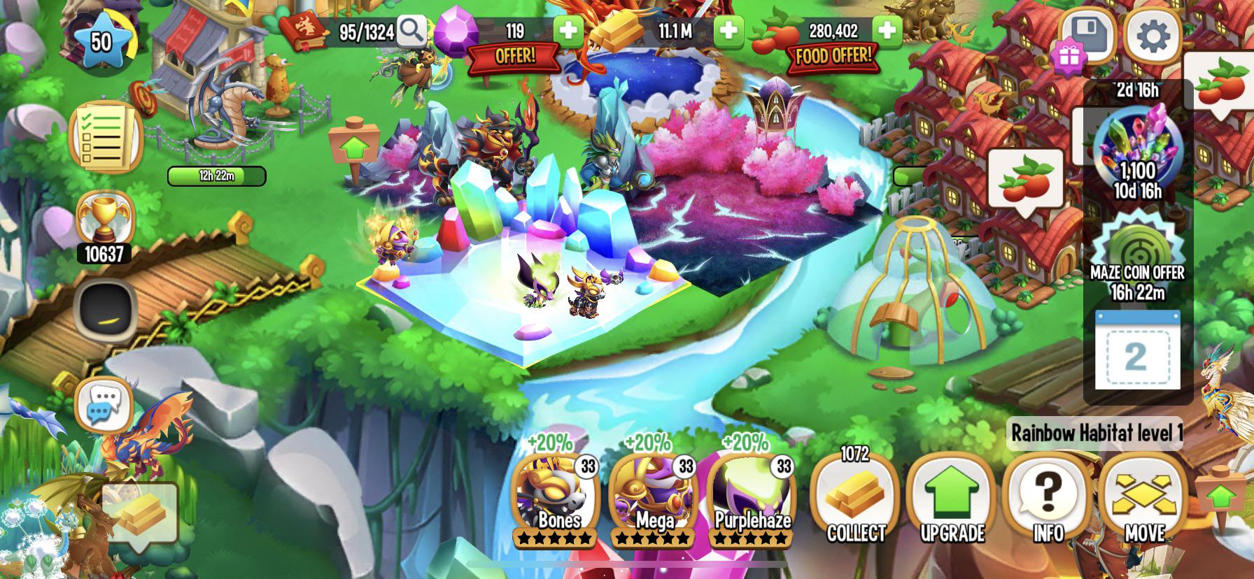 What is the gold limit for the rainbow habitat? r/DragonCity