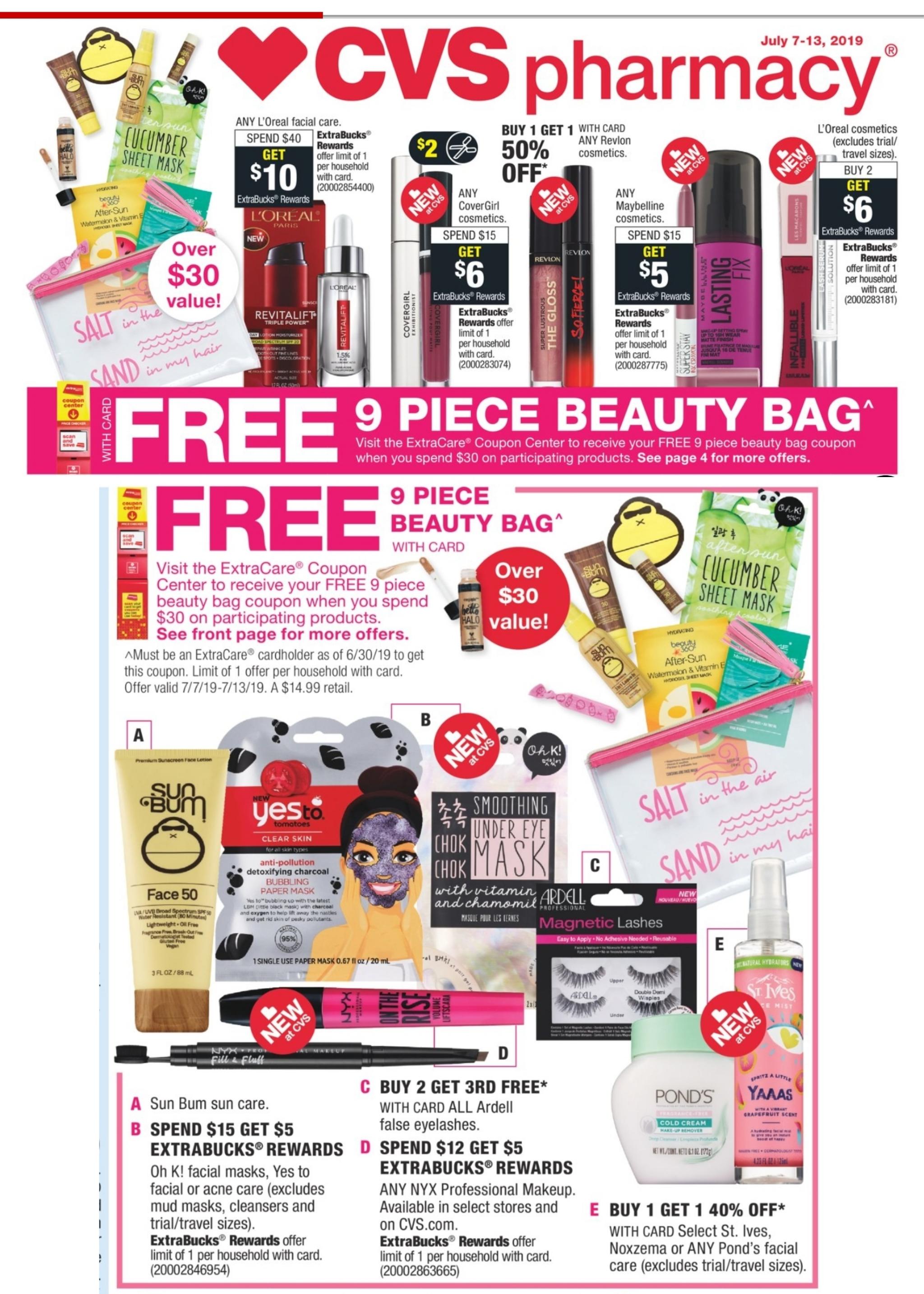 CVS Free 9pc beauty bag when you spend 30 on participating products