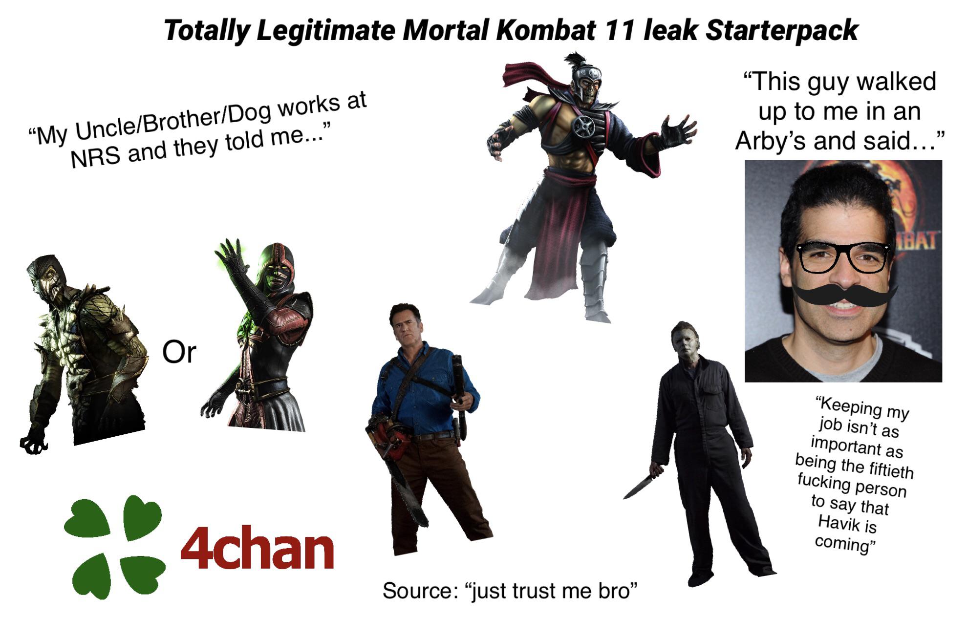 Totally legitimate Mortal Kombat 11 leak Starterpack r/Mortalkombatleaks