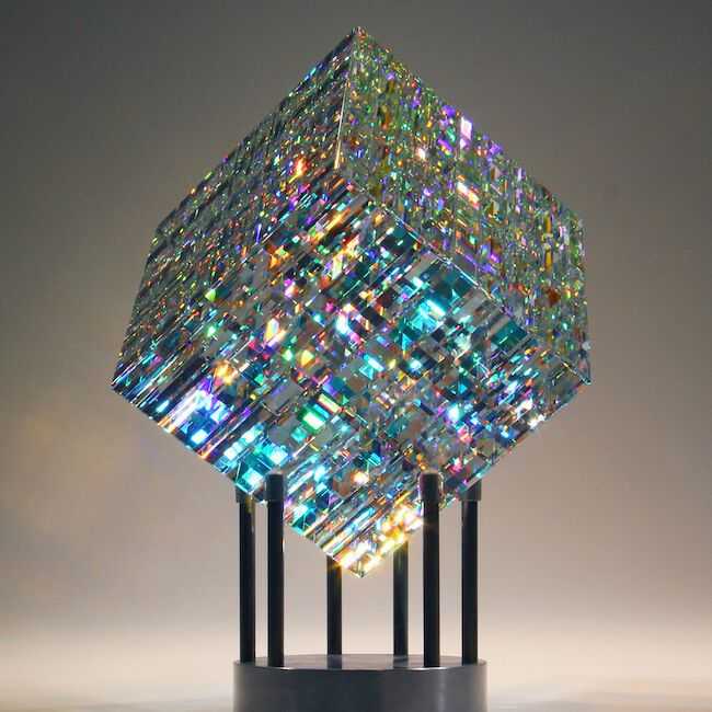 Dichroic glass cube made by Jack Storm r/interestingasfuck