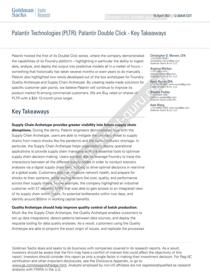 GOLDMAN SACHS targets PLTR with a 34 price r/PLTR