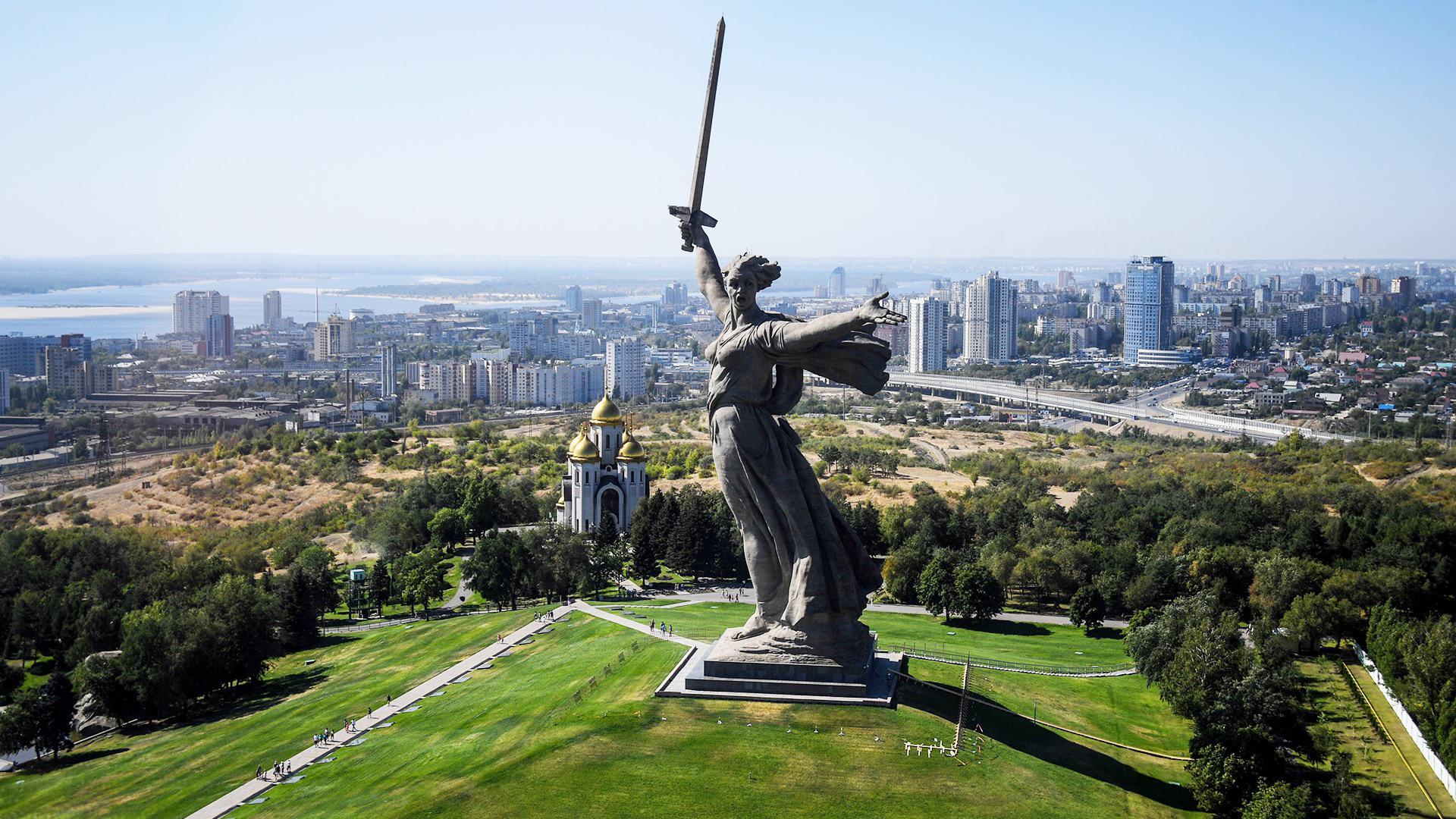 “The Motherland Calls” in Volgograd, Russia; the tallest statue in