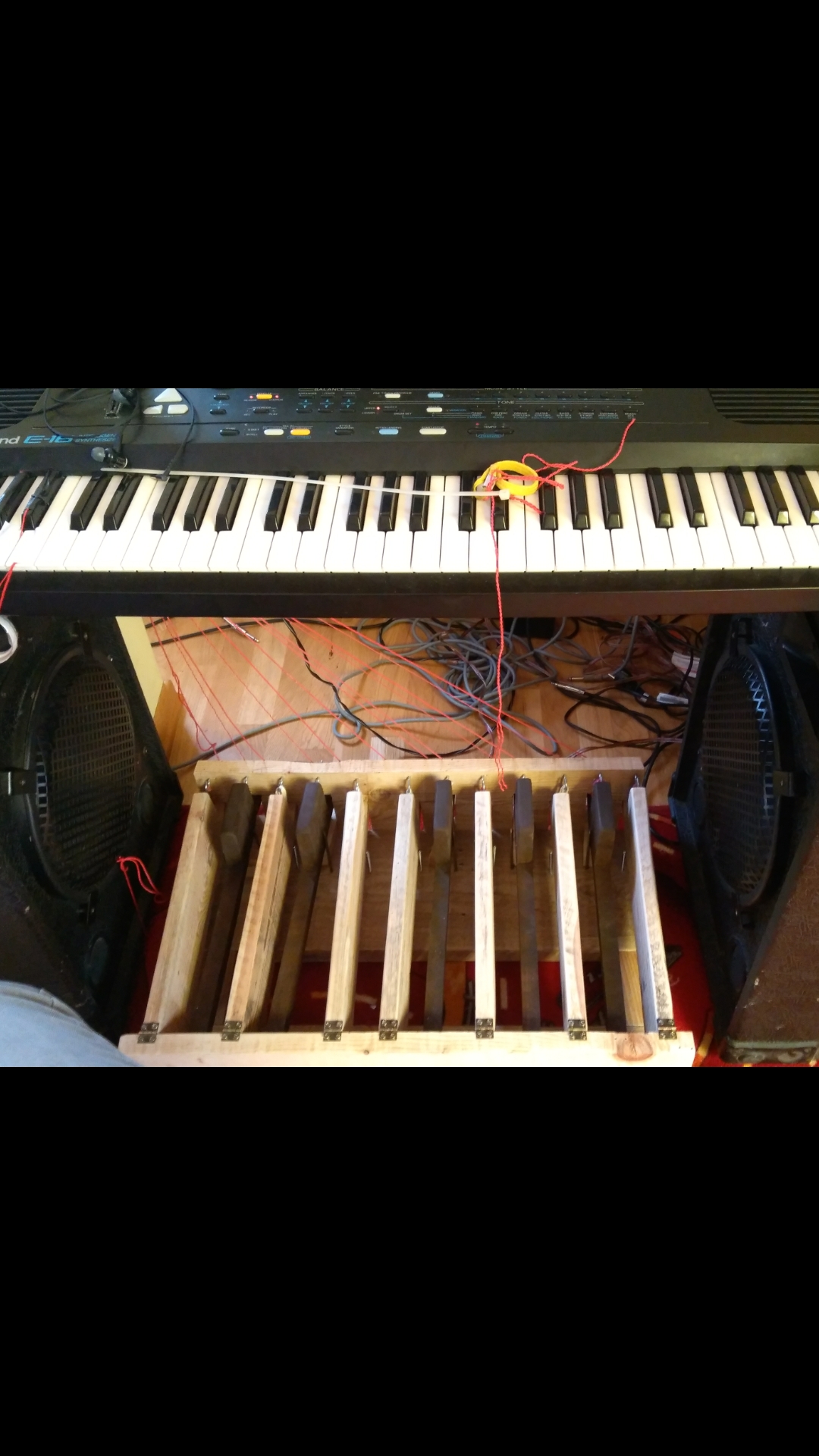 Organ Pedals I built to practice during lockdown. Pedals are connected with strings to the keys