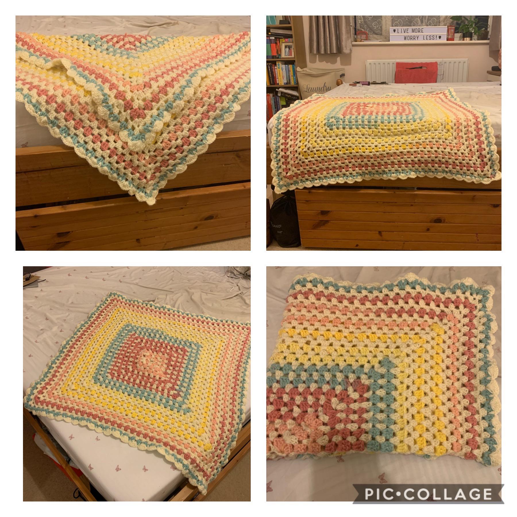 I finished my first ever crochet blanket. Not perfect but I’m really