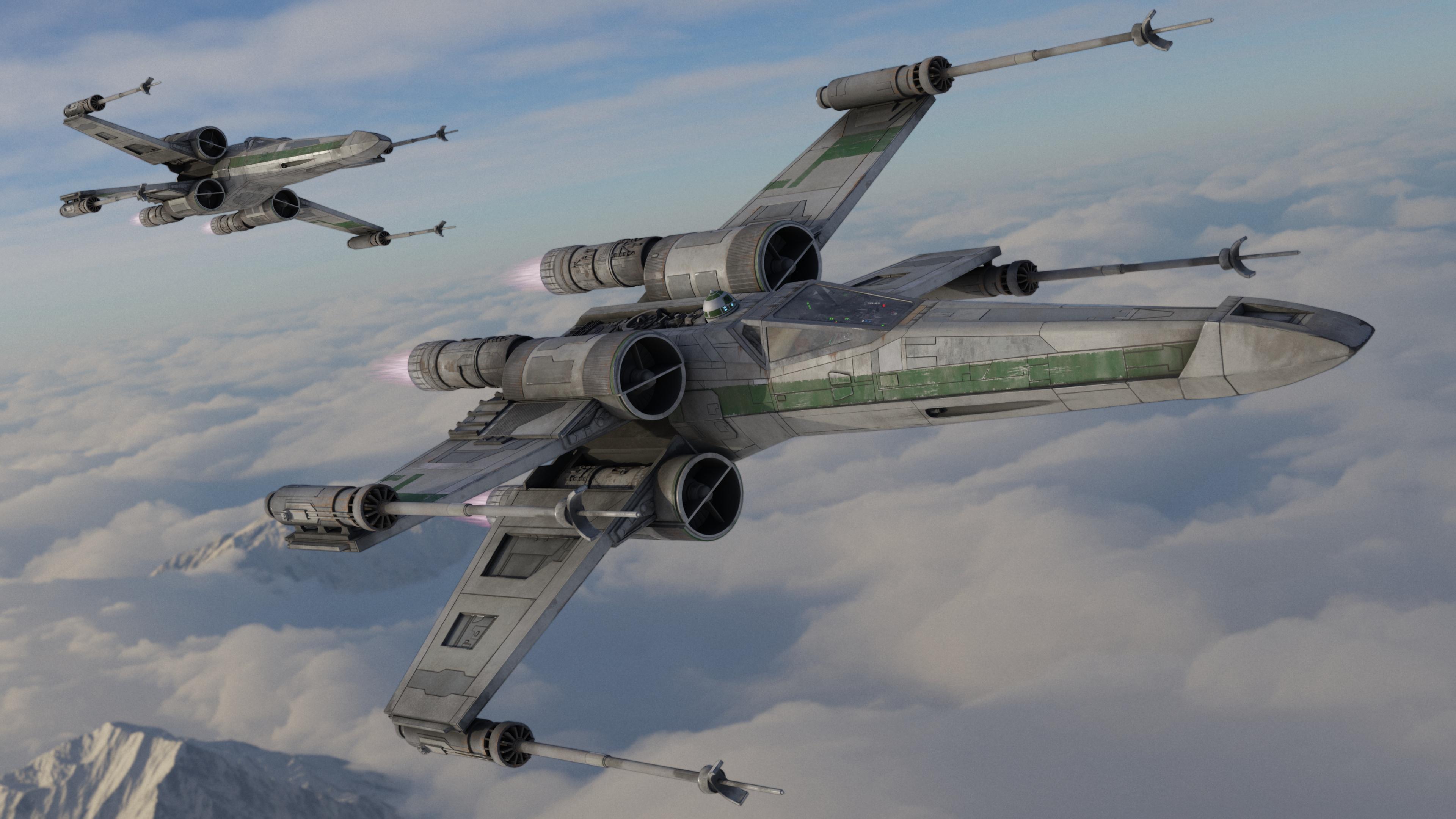 New 4k rendered wallpaper Green Squadron XWings on patrol r/StarWars
