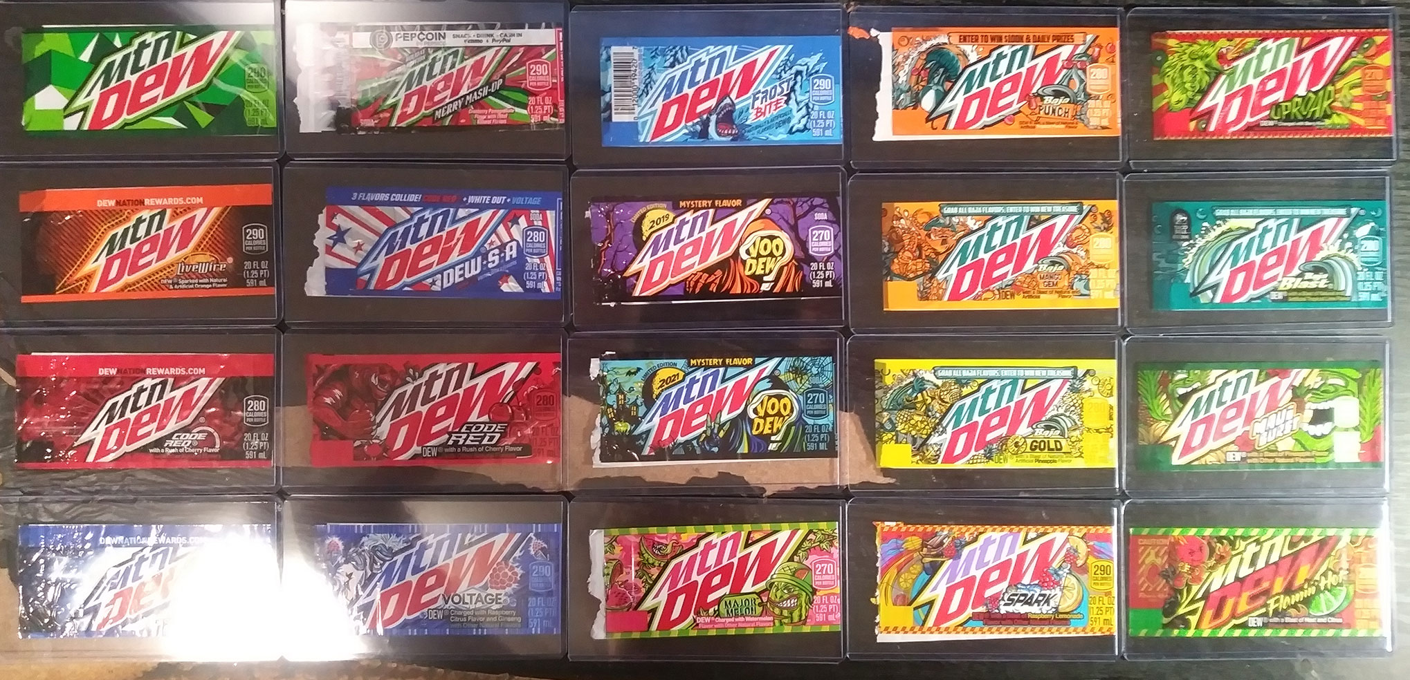 Preserving my Mtn Dew wrapper collection r/mountaindew