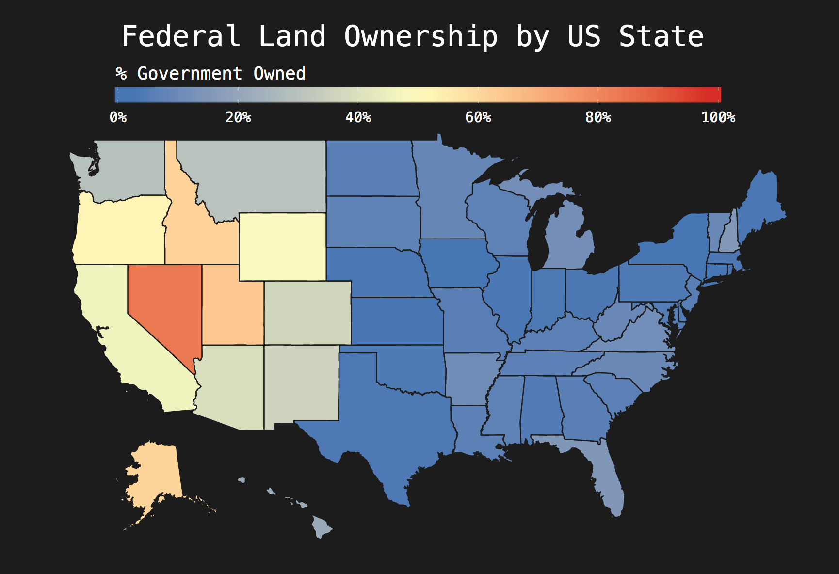 Federal Land Ownership by US State [OC] r/Map_Porn
