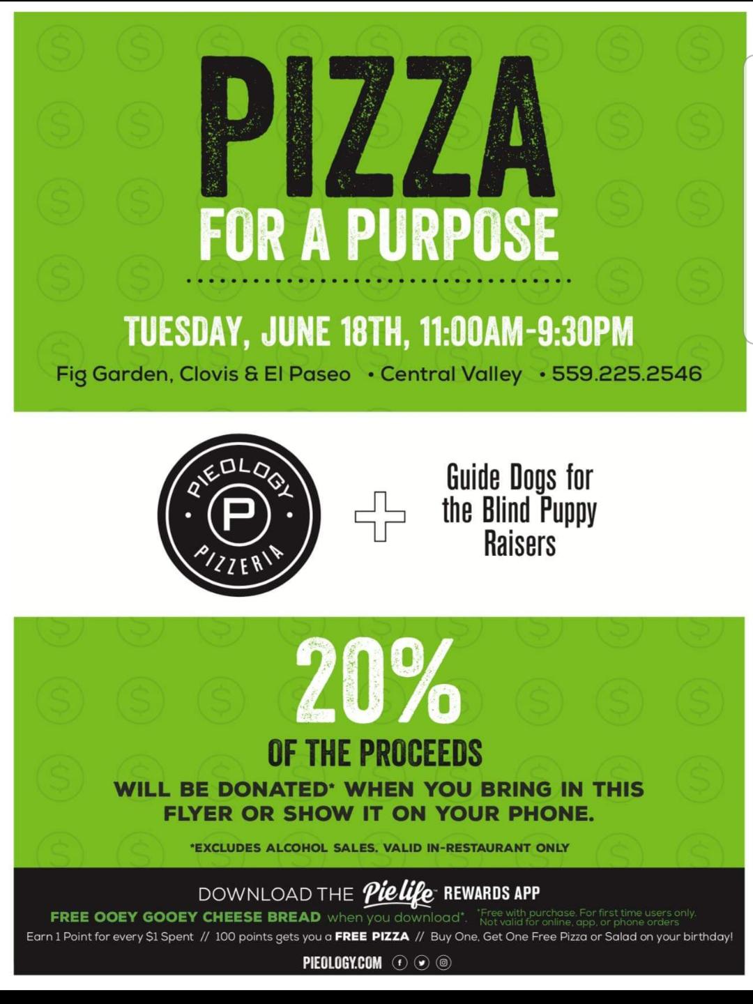 Pieology fundraiser for Guide Dogs for the Blind Puppy Raisers. Show