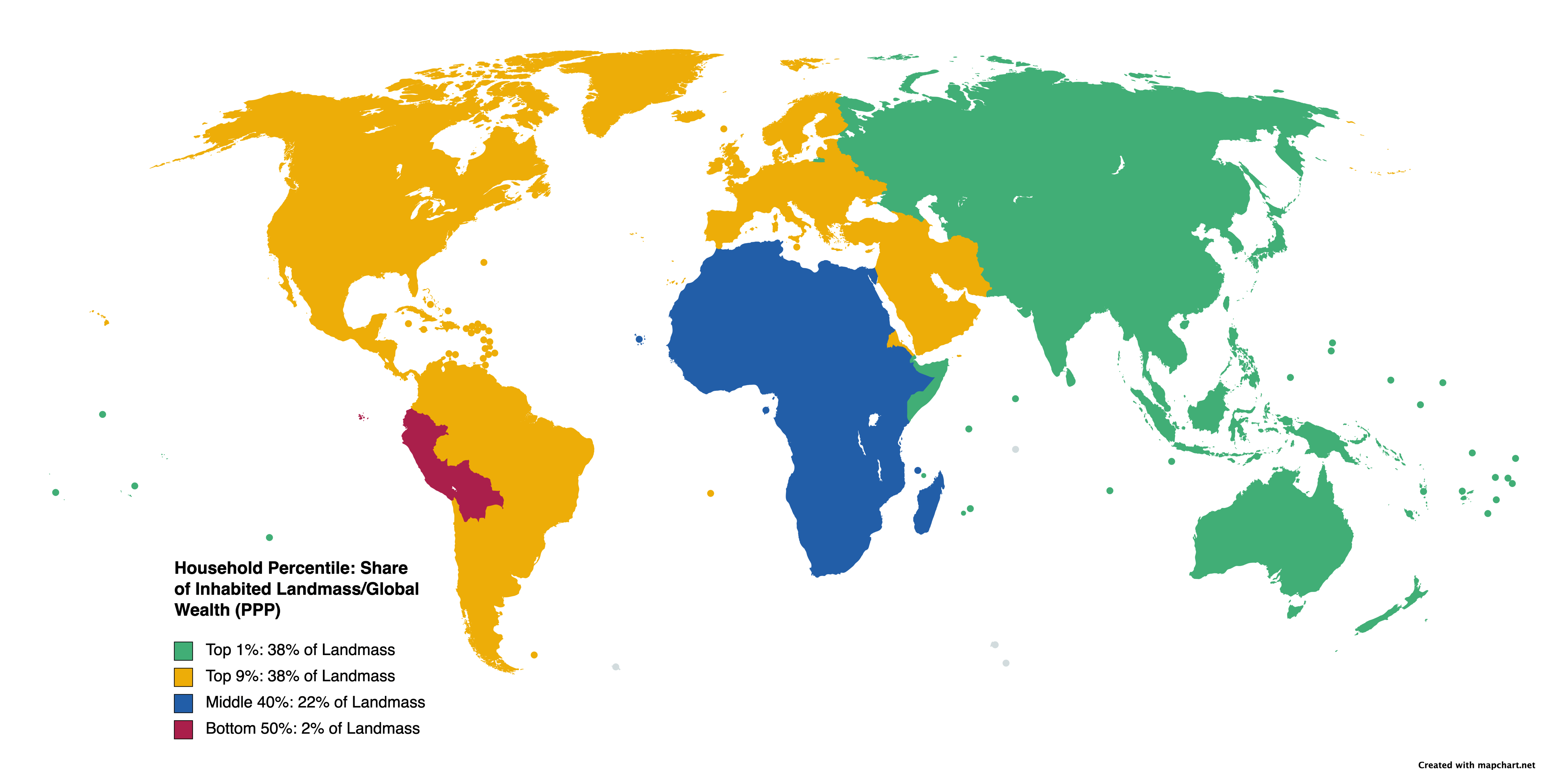 If the World's Inhabited Landmass Were Distributed Like Global Wealth