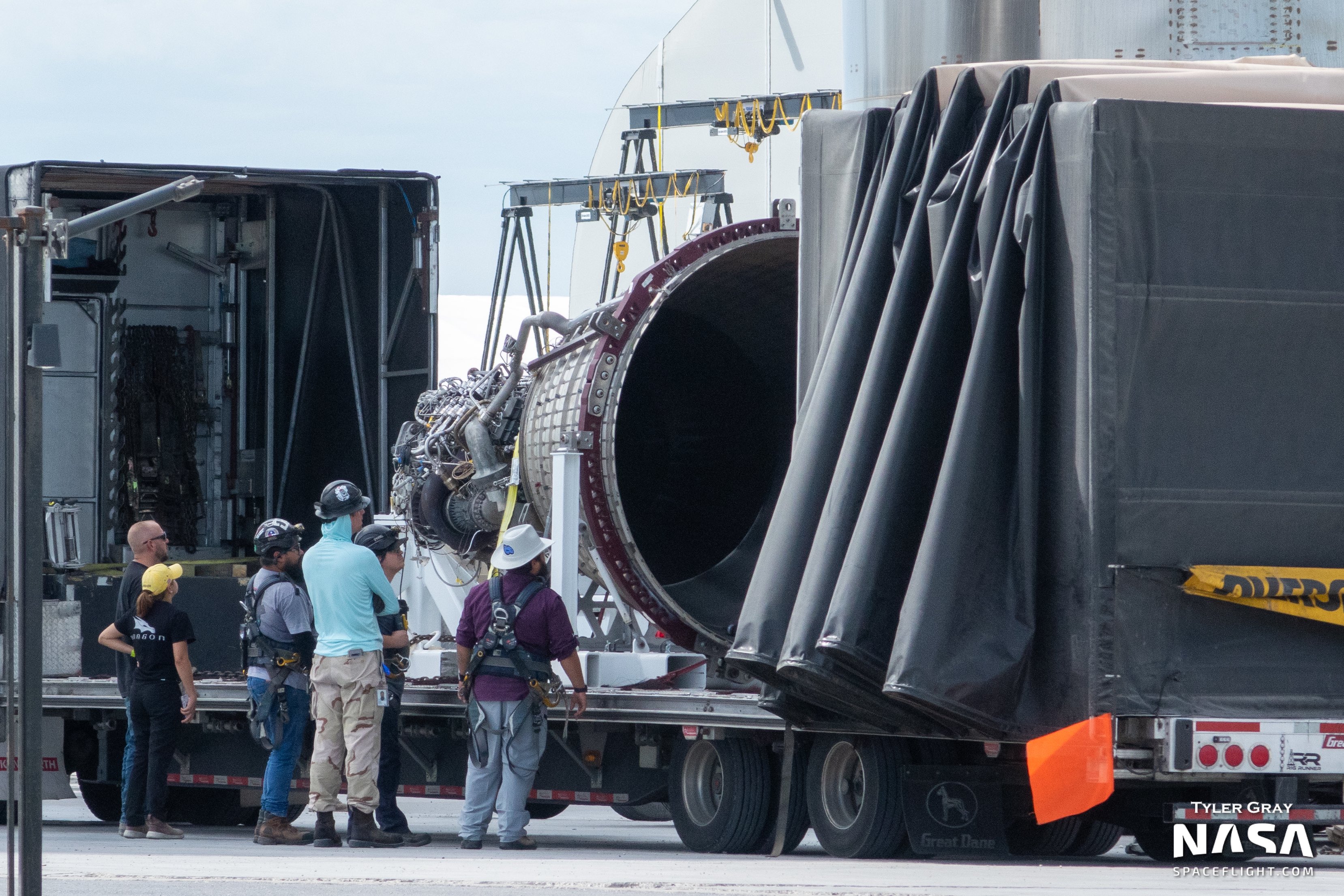 Raptor Vacuum Engine spotted at the Starbase Production Site r