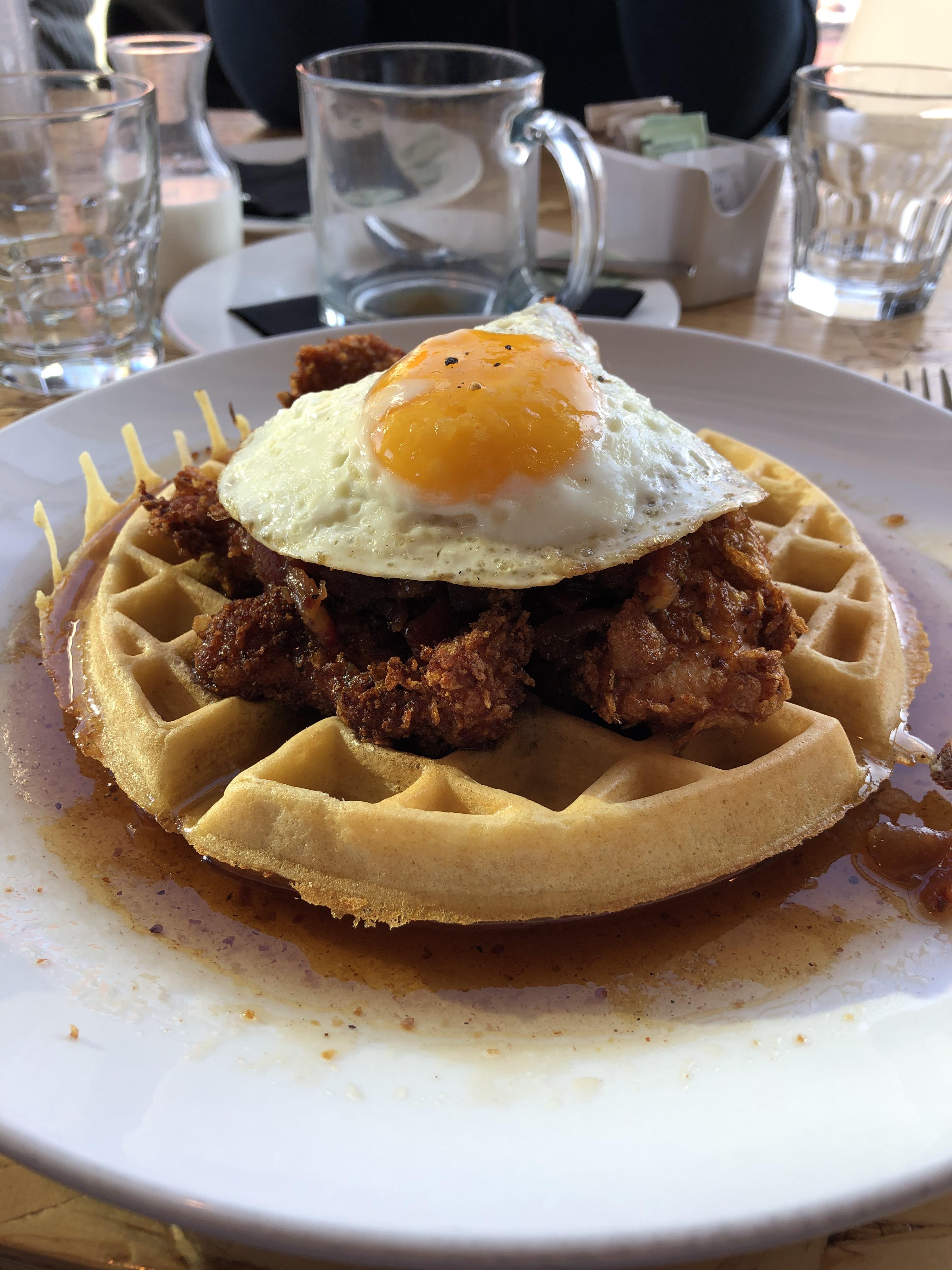 Chicken and waffles from Social Kitchen and Bar in Grand Rapids, MI. r/FoodPorn