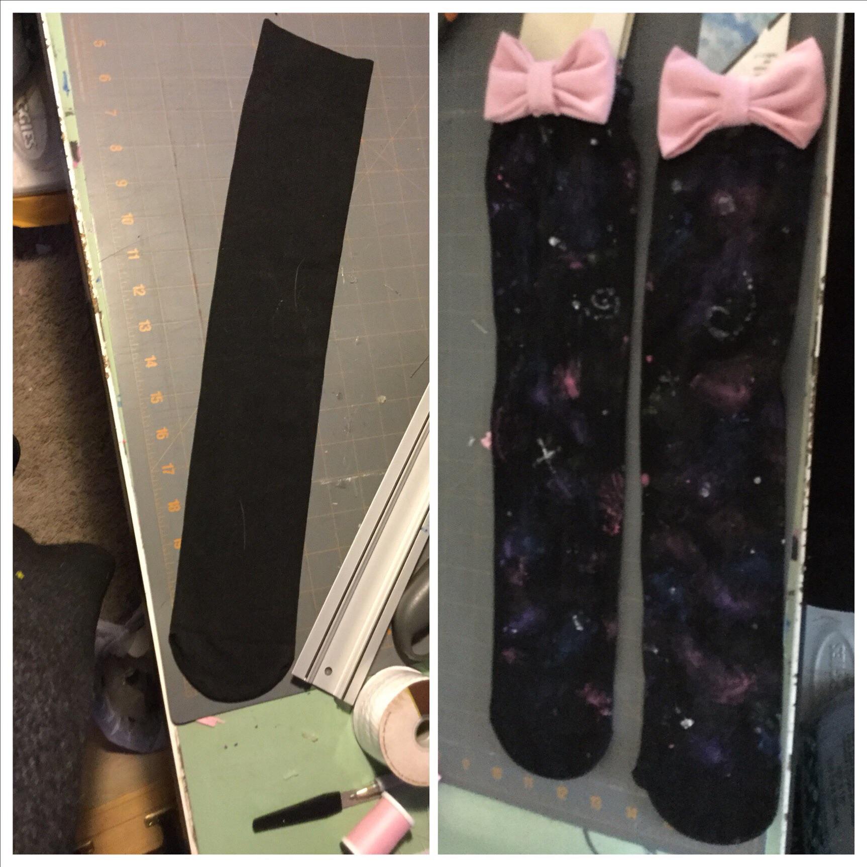 I took some black knee highs from the dollar tree and upgraded them