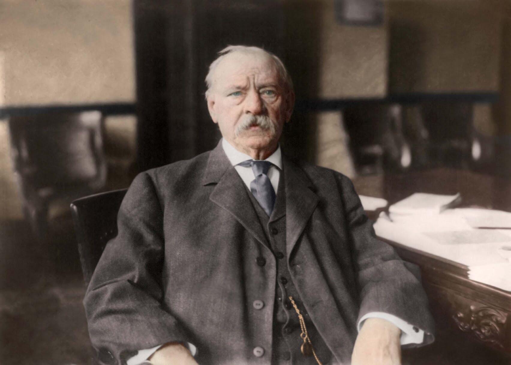 Colorized photo of Grover Cleveland following his cancer surgery (1908