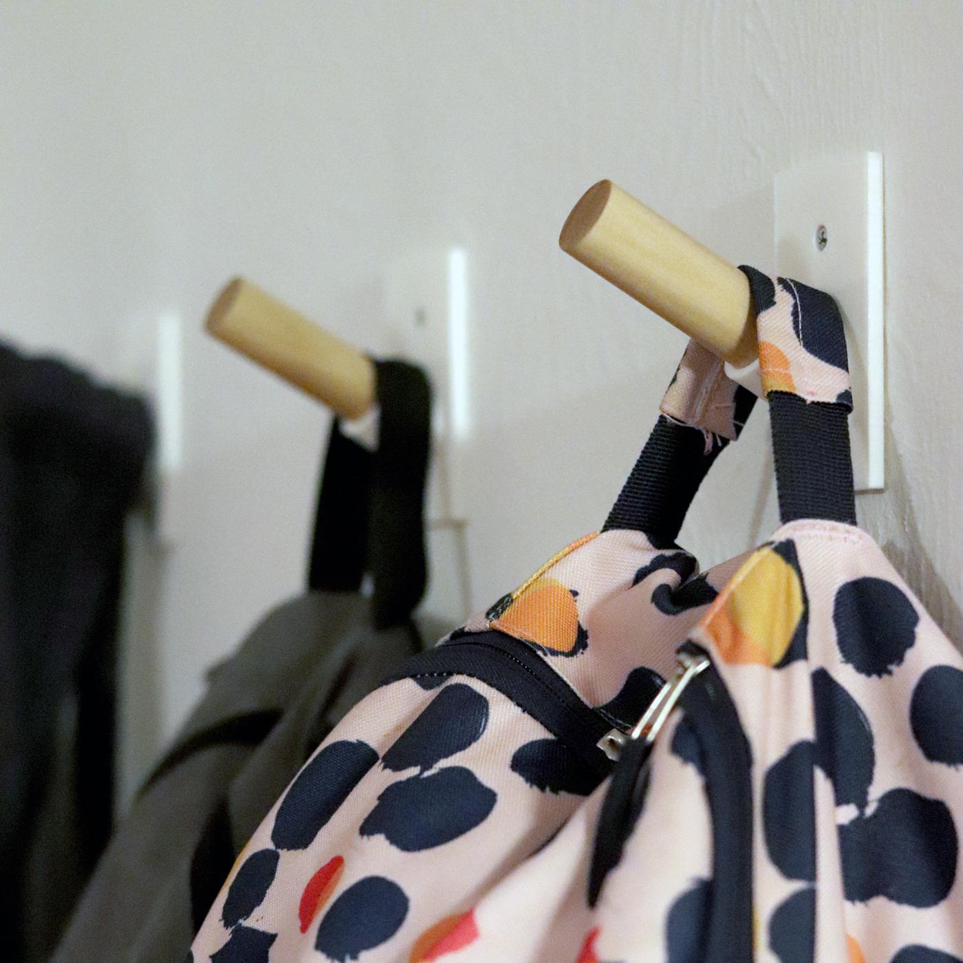 Coat hooks with heavy wooden dowels. r/3Dprinting