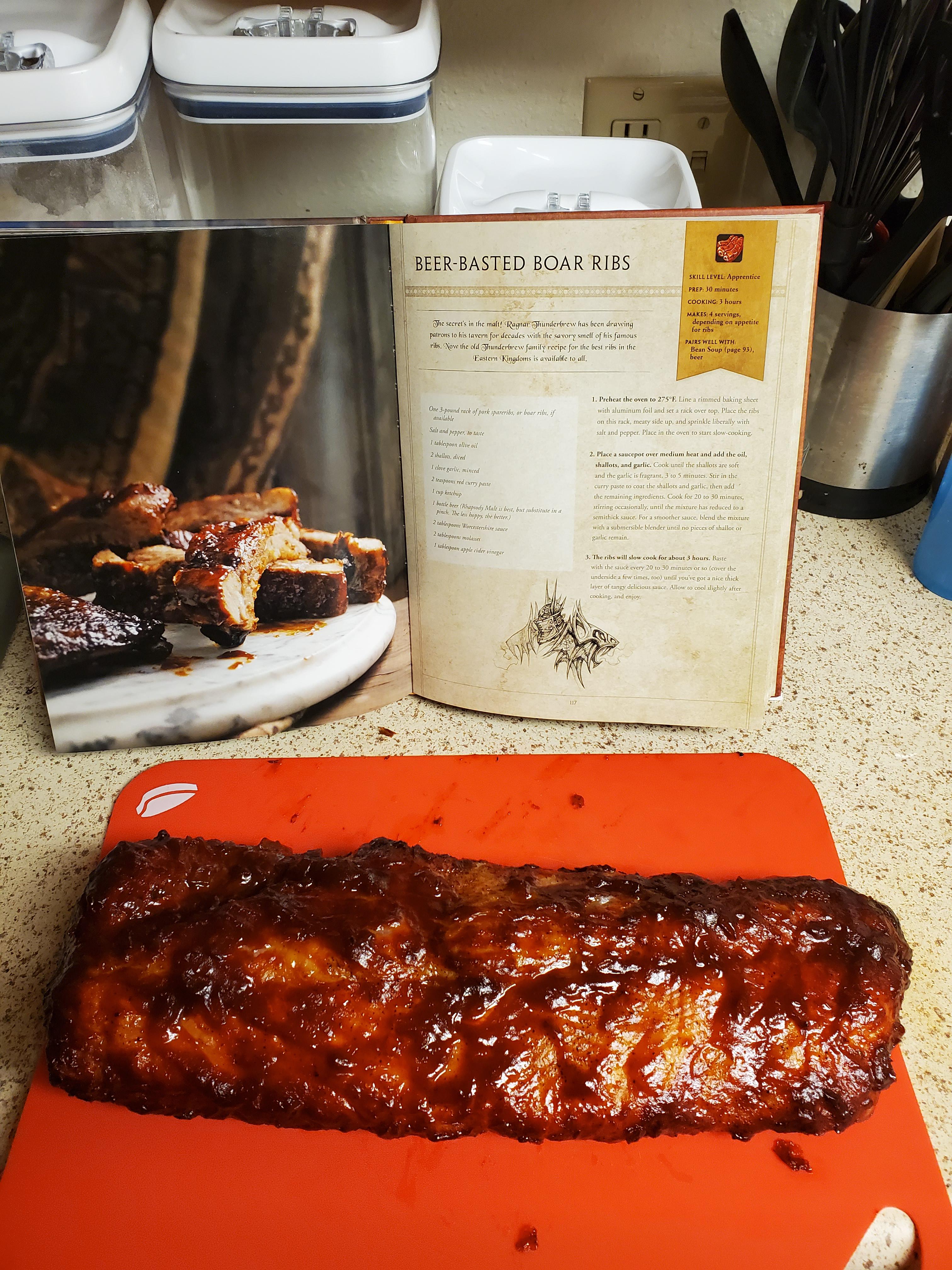 Leveling up my IRL cooking skills with some beer basted boar ribs r