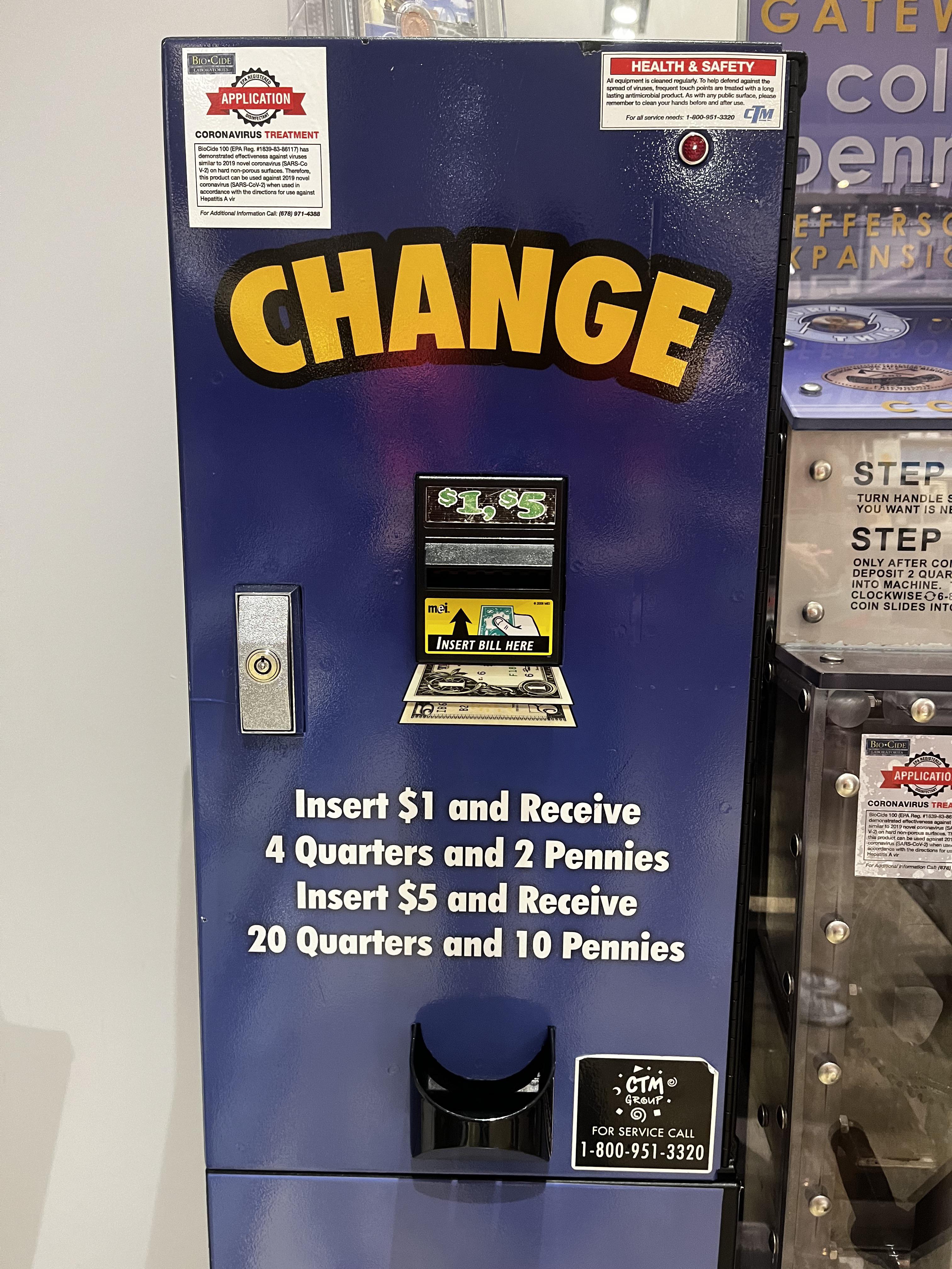 Found this change machine in the Gateway Arch gift shop which gives you