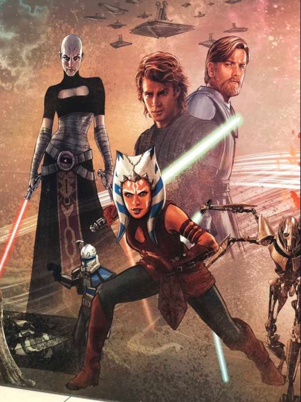 Close up of Ahsoka and Ventress from the star wars celebration mural