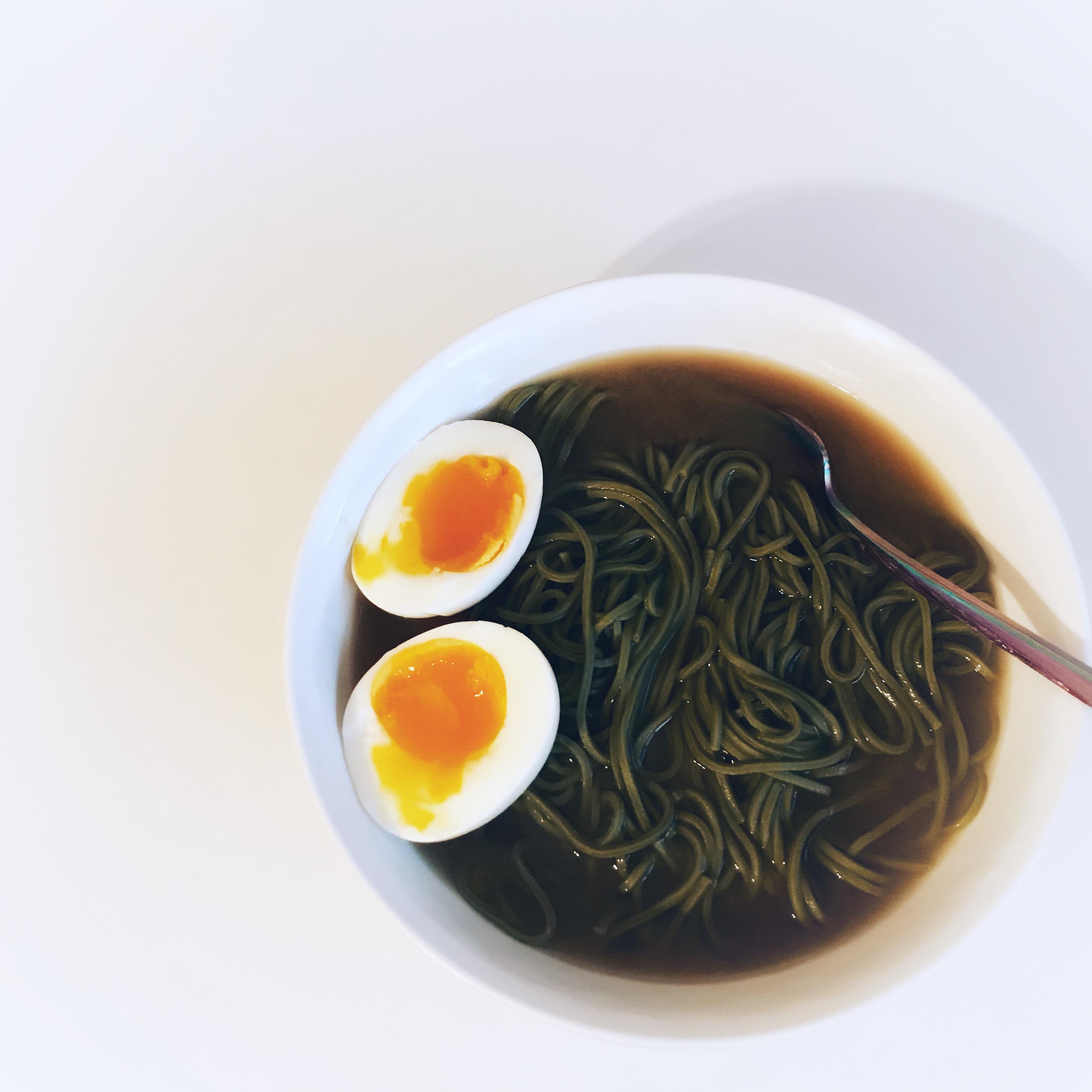 Miso Ginger Broth + Matcha Green Tea Japanese Noodles are perfect