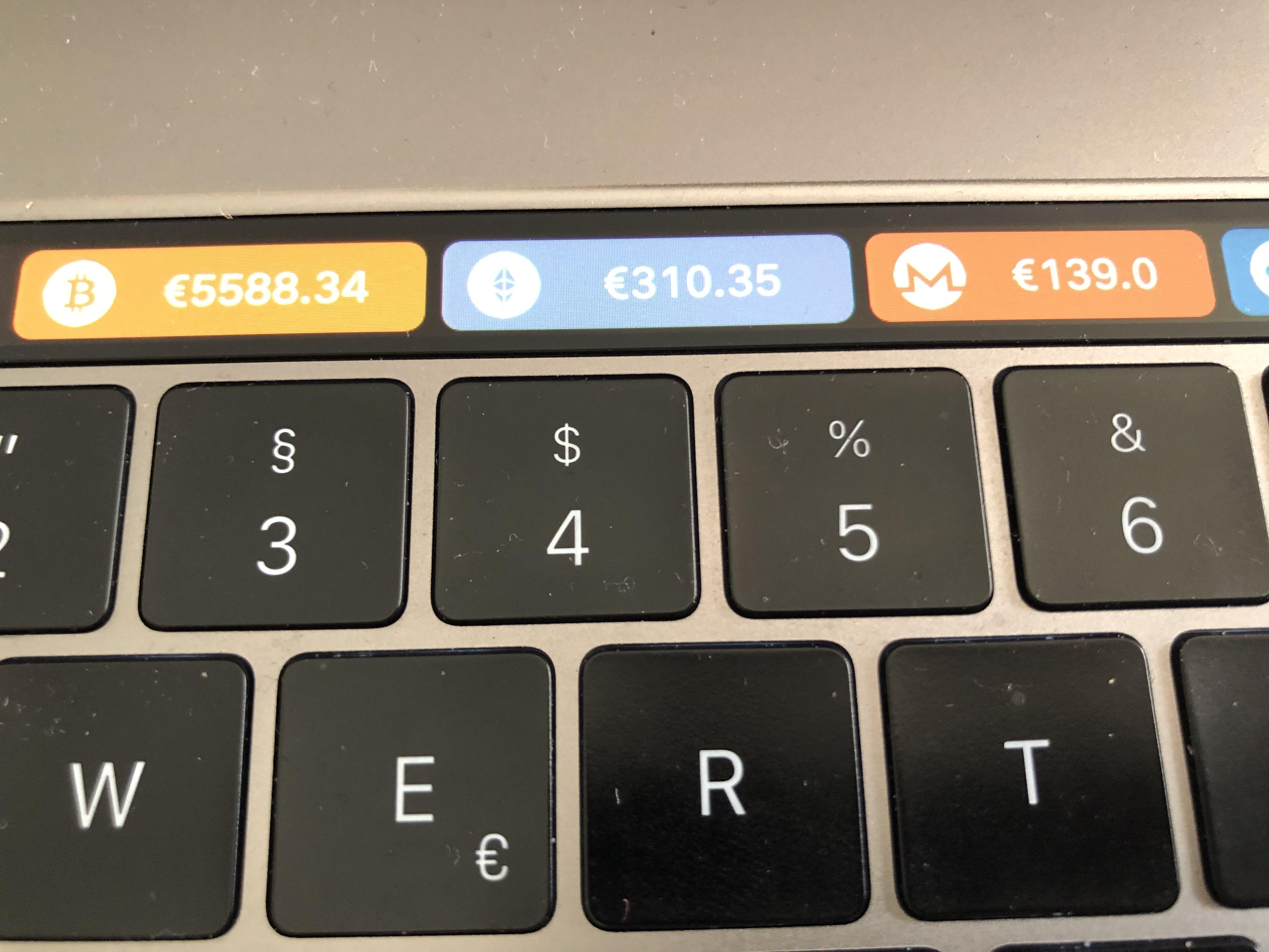 CoinPrice at your MacbookTouch Bar Bitcoin