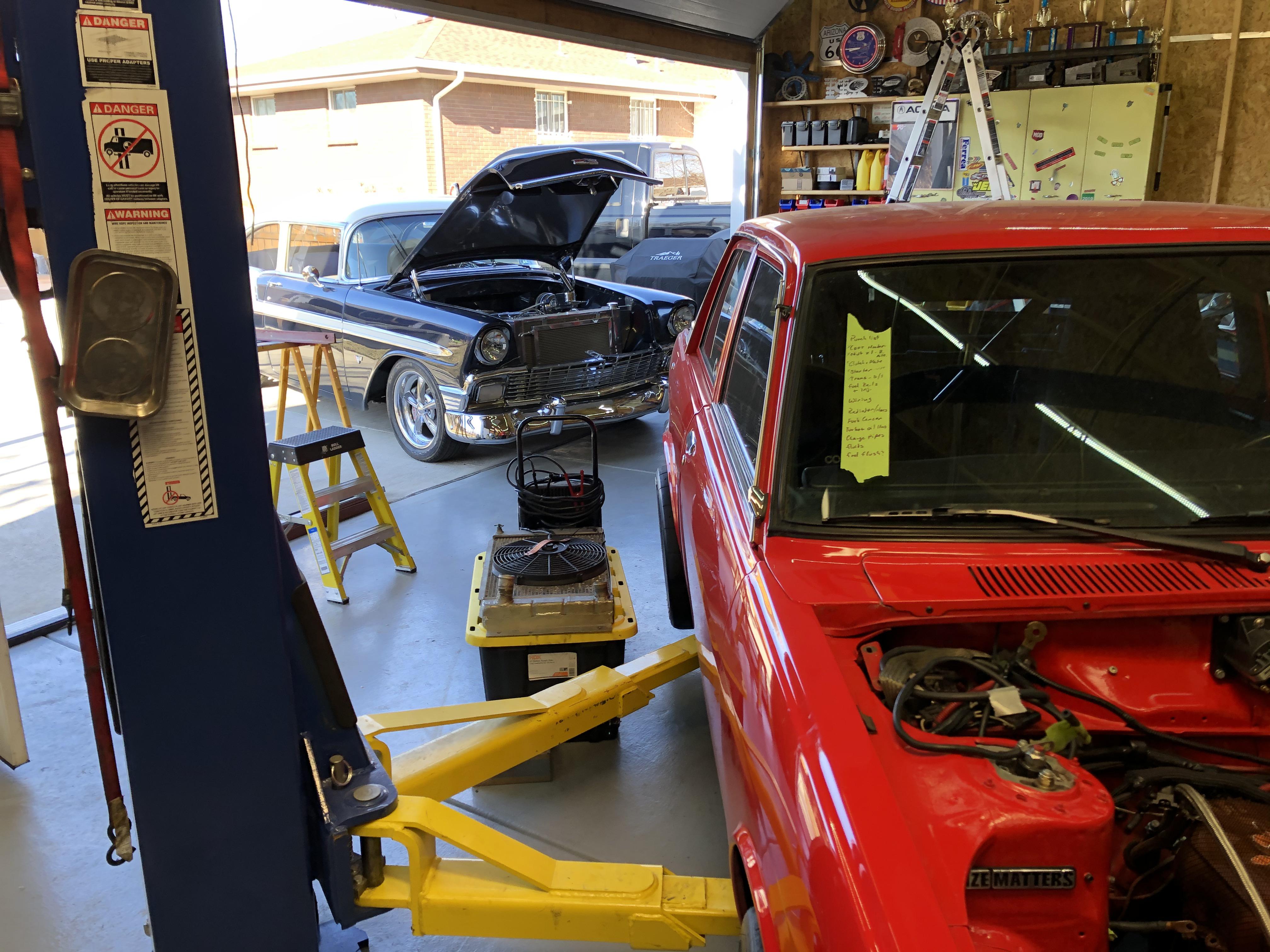 '56 Belair in for maintenance. Show quality build with an LS6 daily