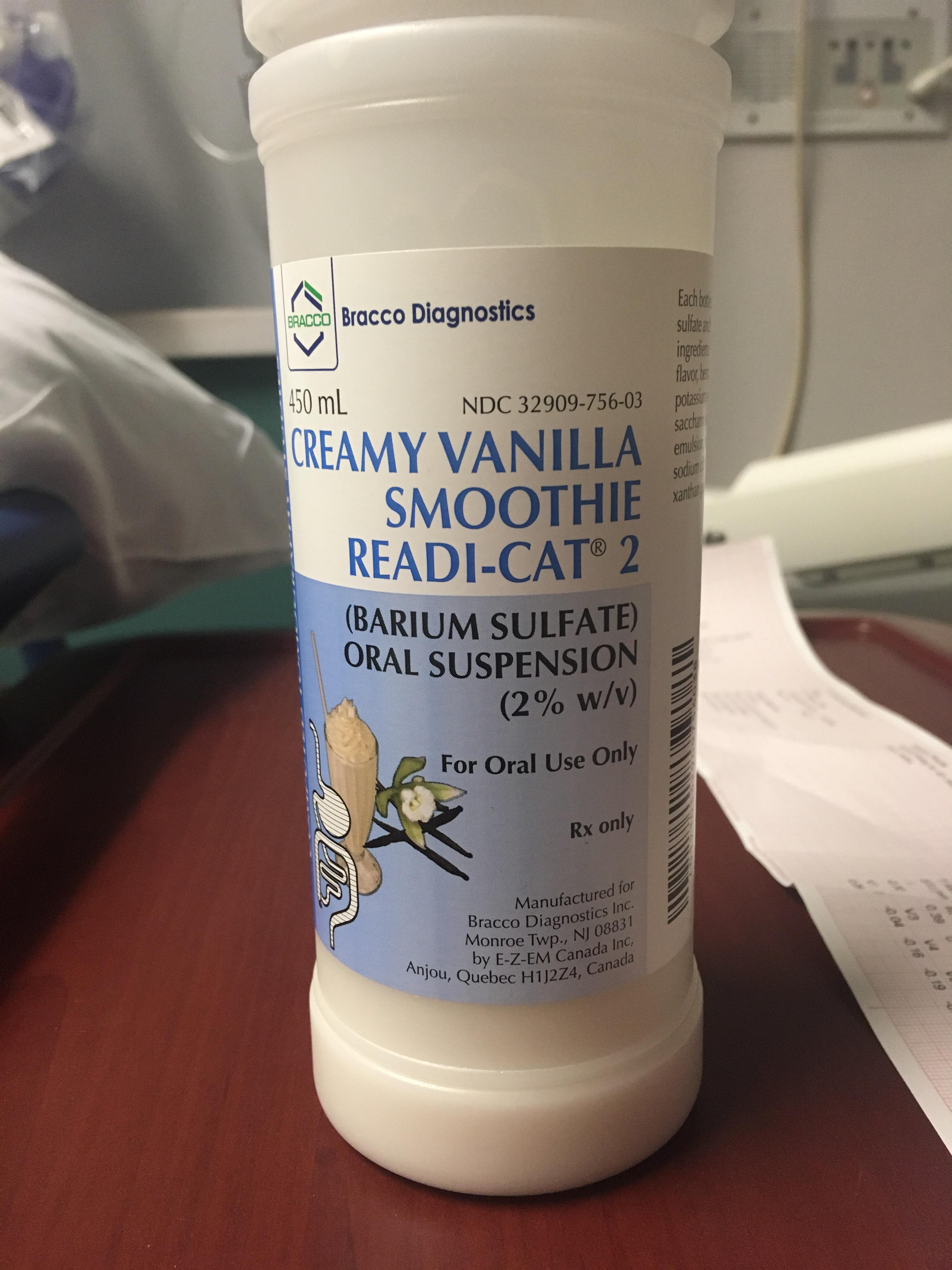 The Barium solution in this hospital is “vanilla smoothie” flavored