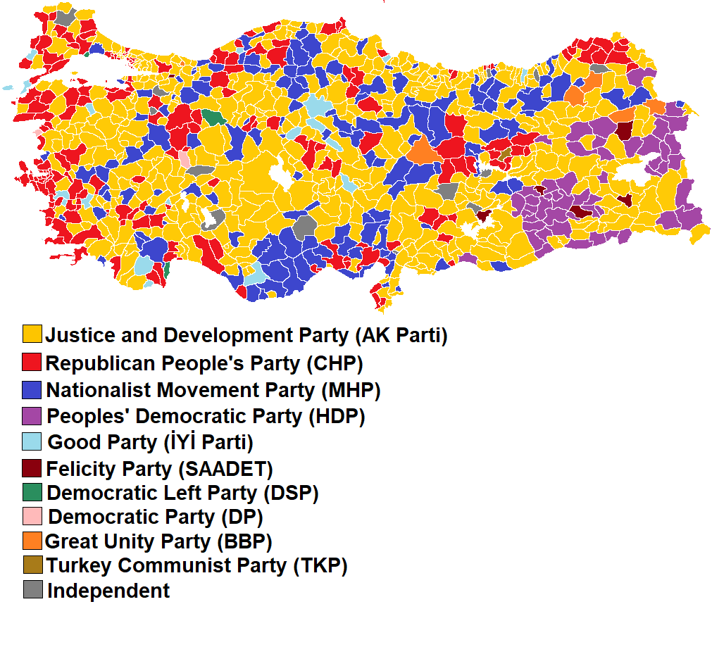 31 March 2019 Turkey Local Elections map per district r/MapPorn