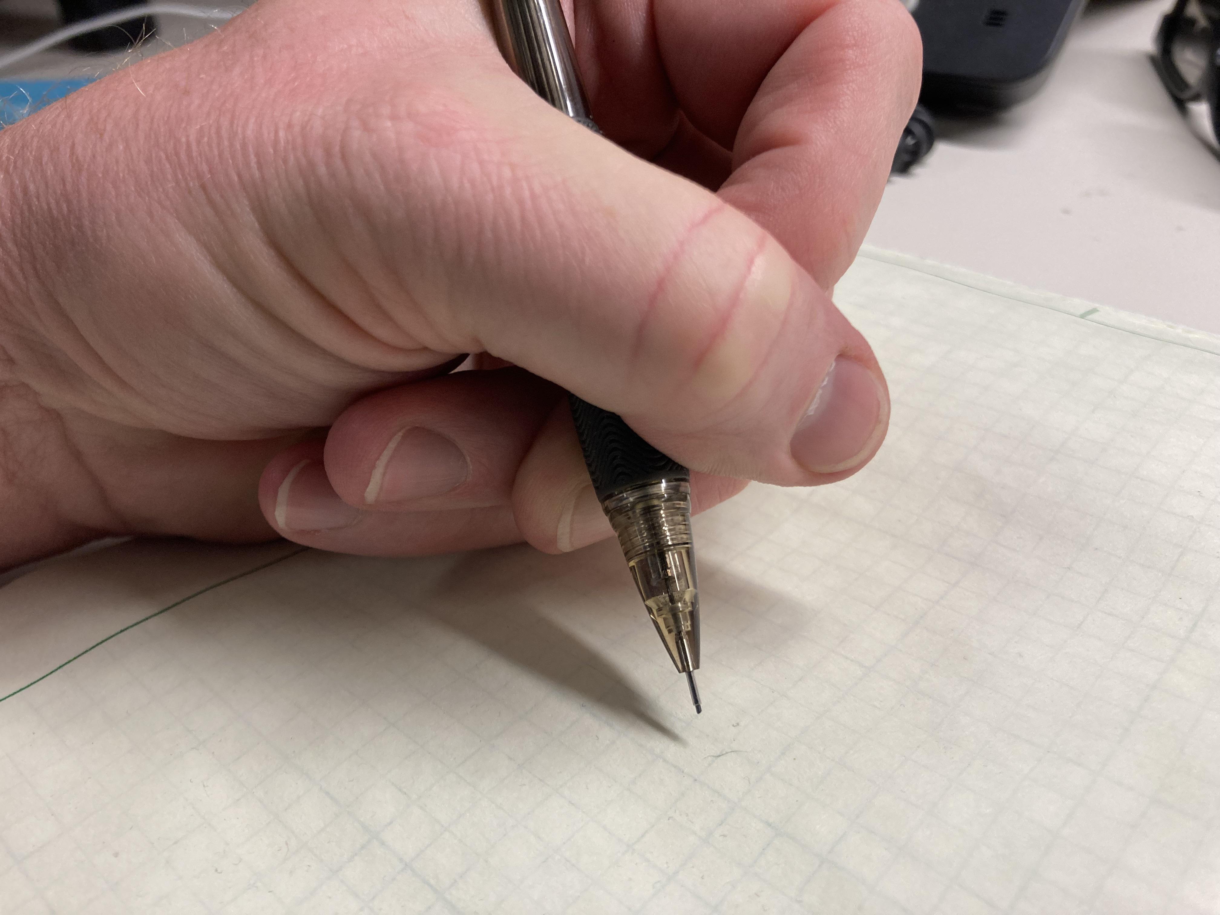 My pencil grip, grade school teachers tried to fix me, every other way