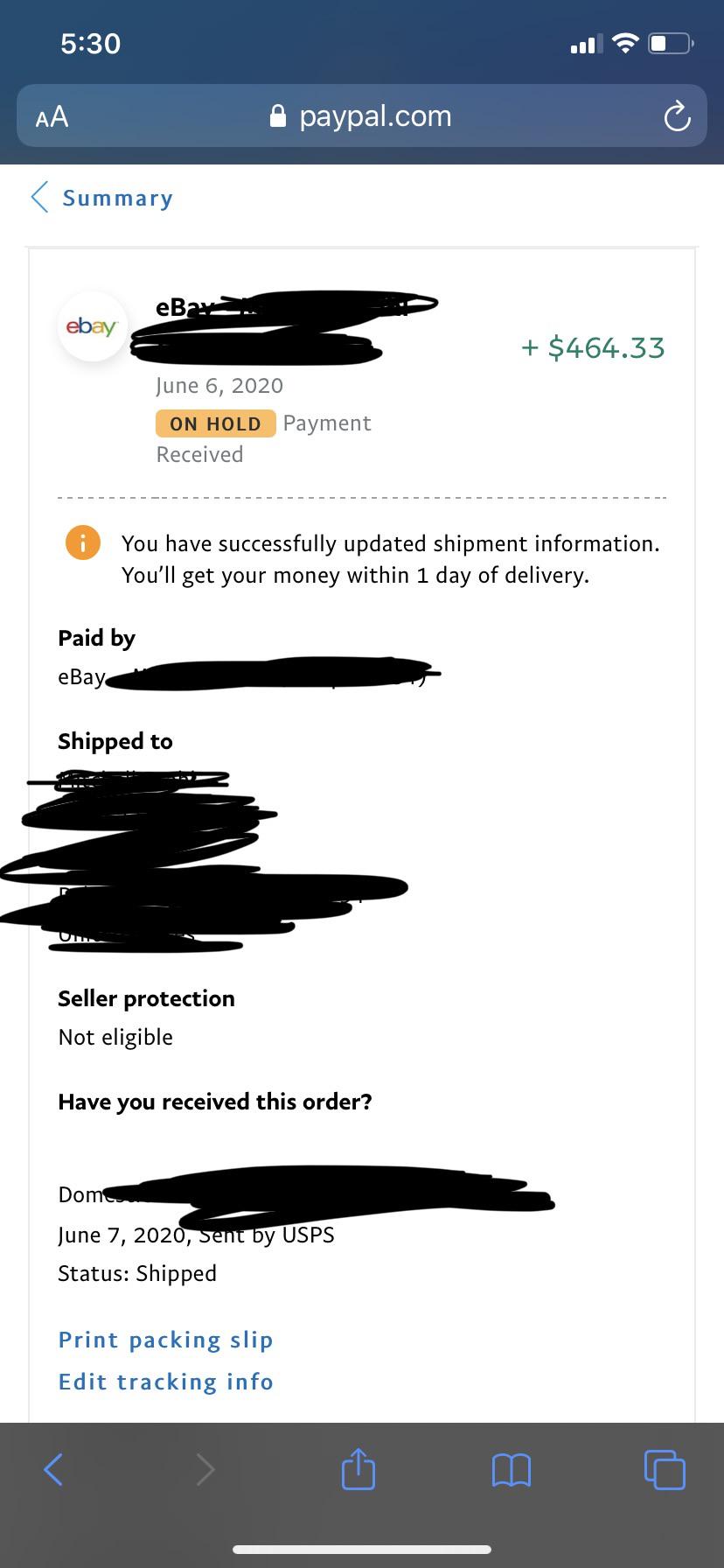 Seller protection on paypal keeps changing from Eligible to Not Eligible back and forth. r/Ebay