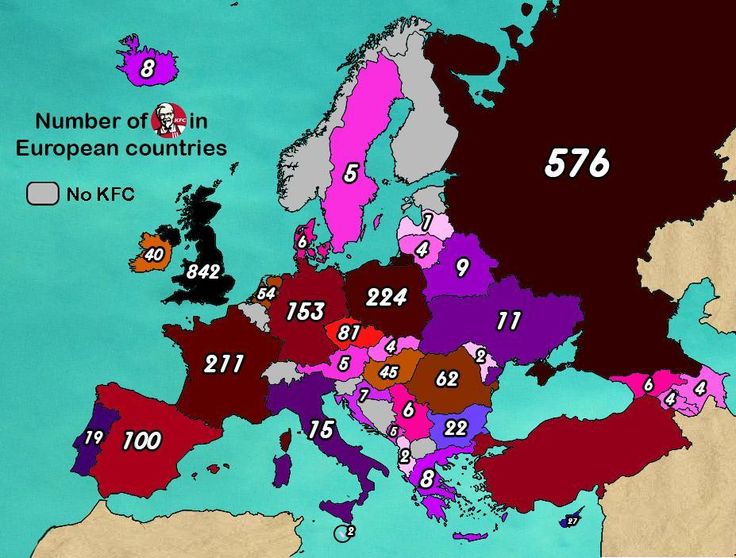 Number of KFCs by European country r/europe