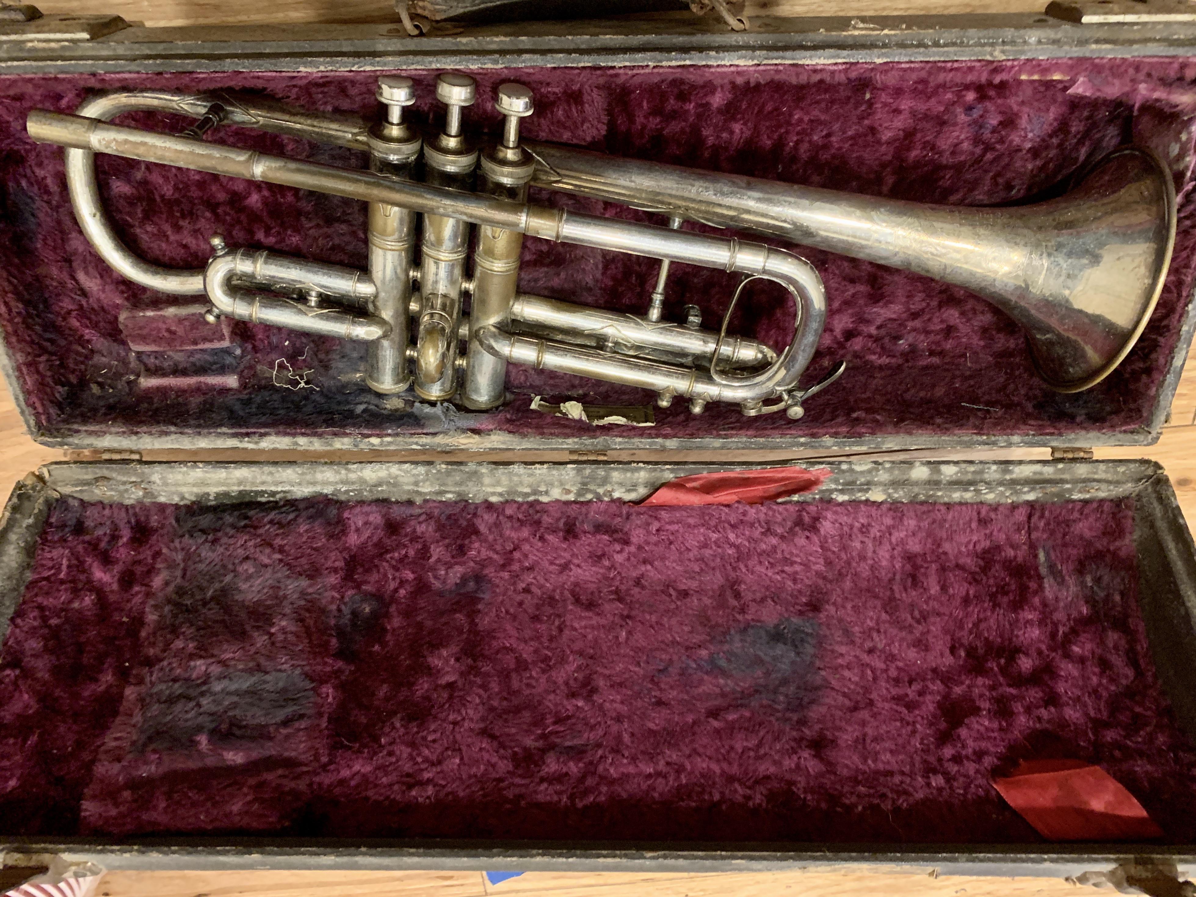 King Original Small Bore Trumpet model 216. H. N. White’s first trumpet model, with a 4 digit