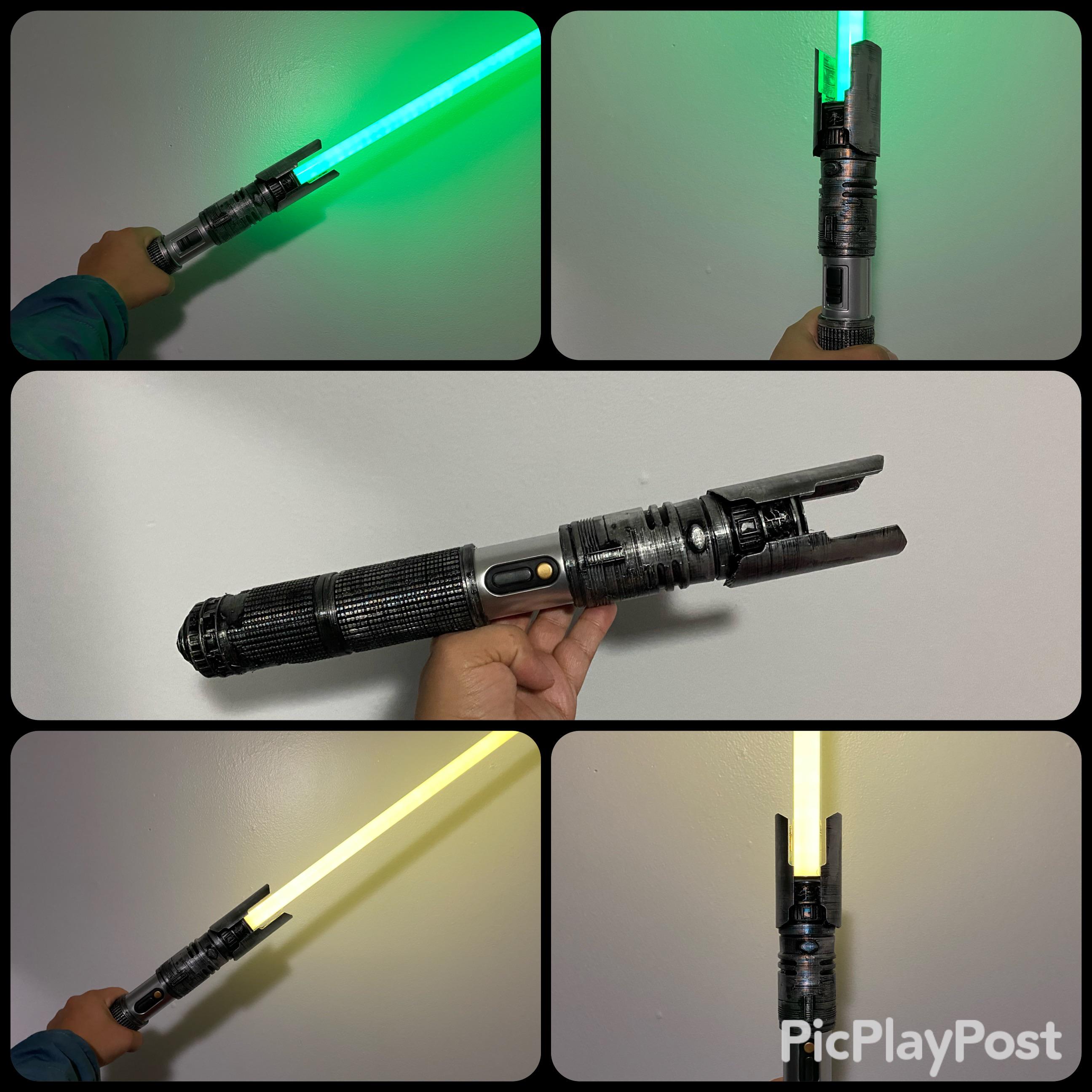 Green/Yellow Kyber Crystal with 3D Print Jedi Fallen Order Parts on Savi Saber. r/GalaxysEdge