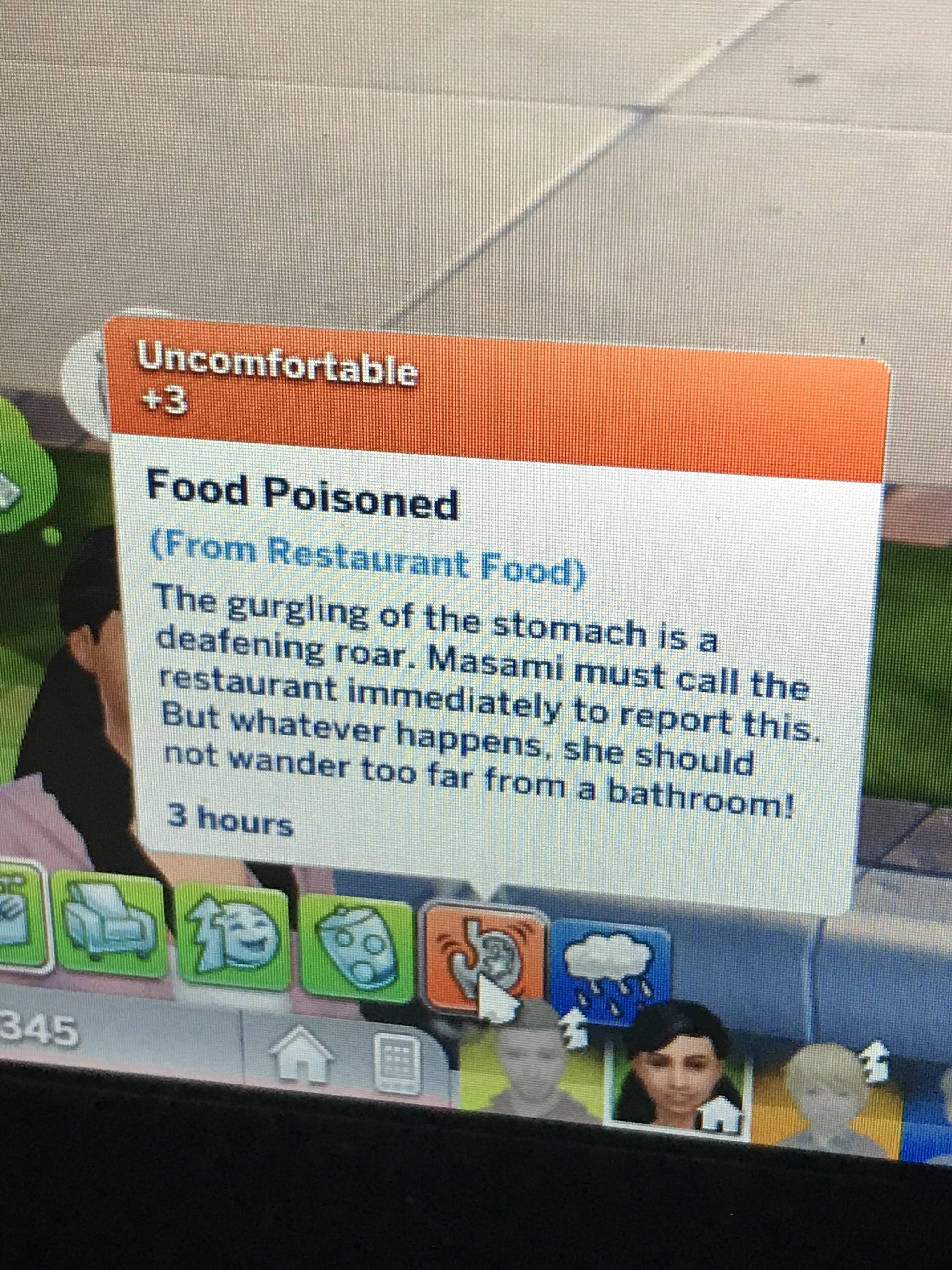 I didn’t know sims could get food poisoning r/thesims