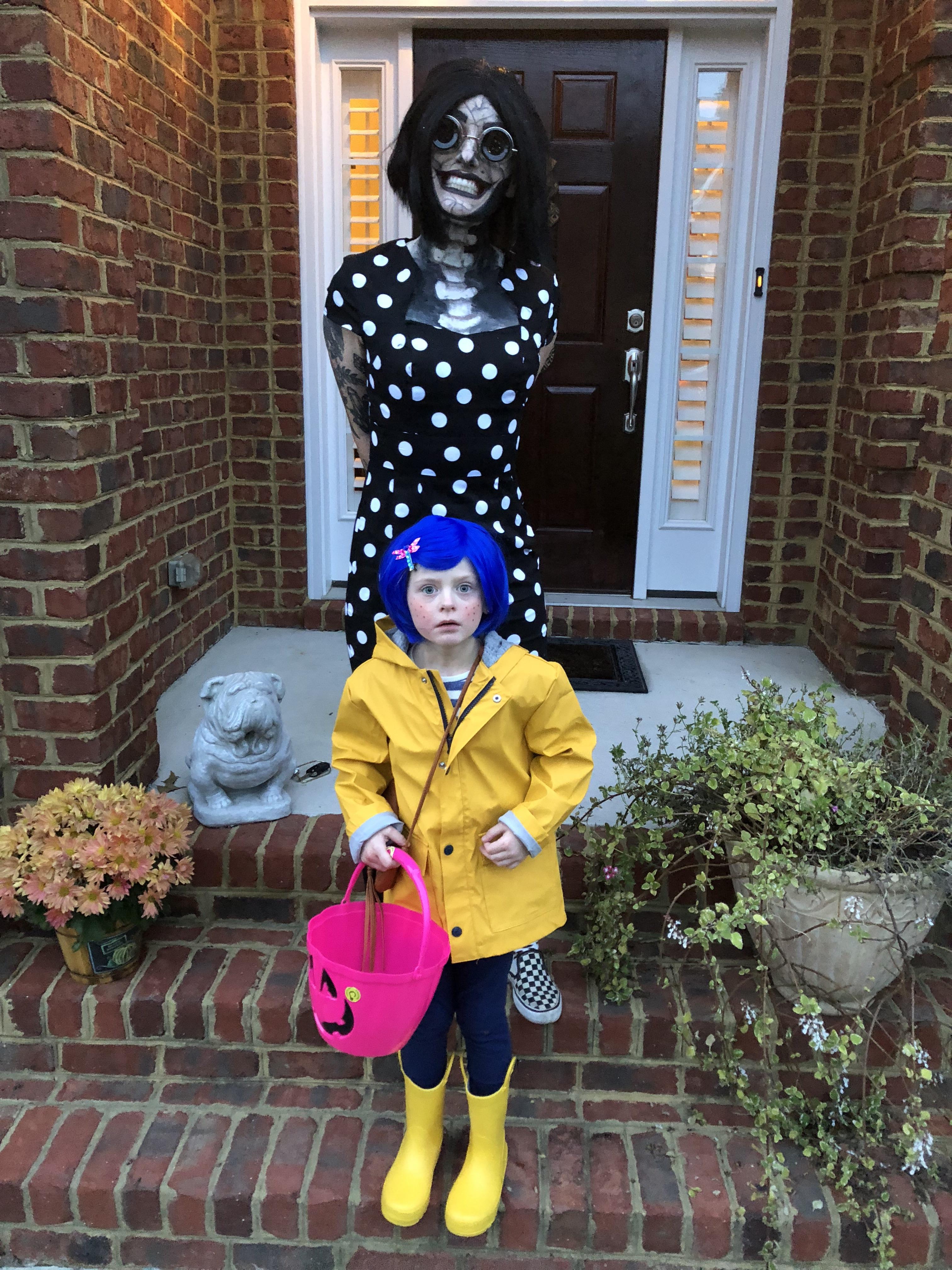 My 6 year old sister wanted to be Coraline for Halloween and for me to