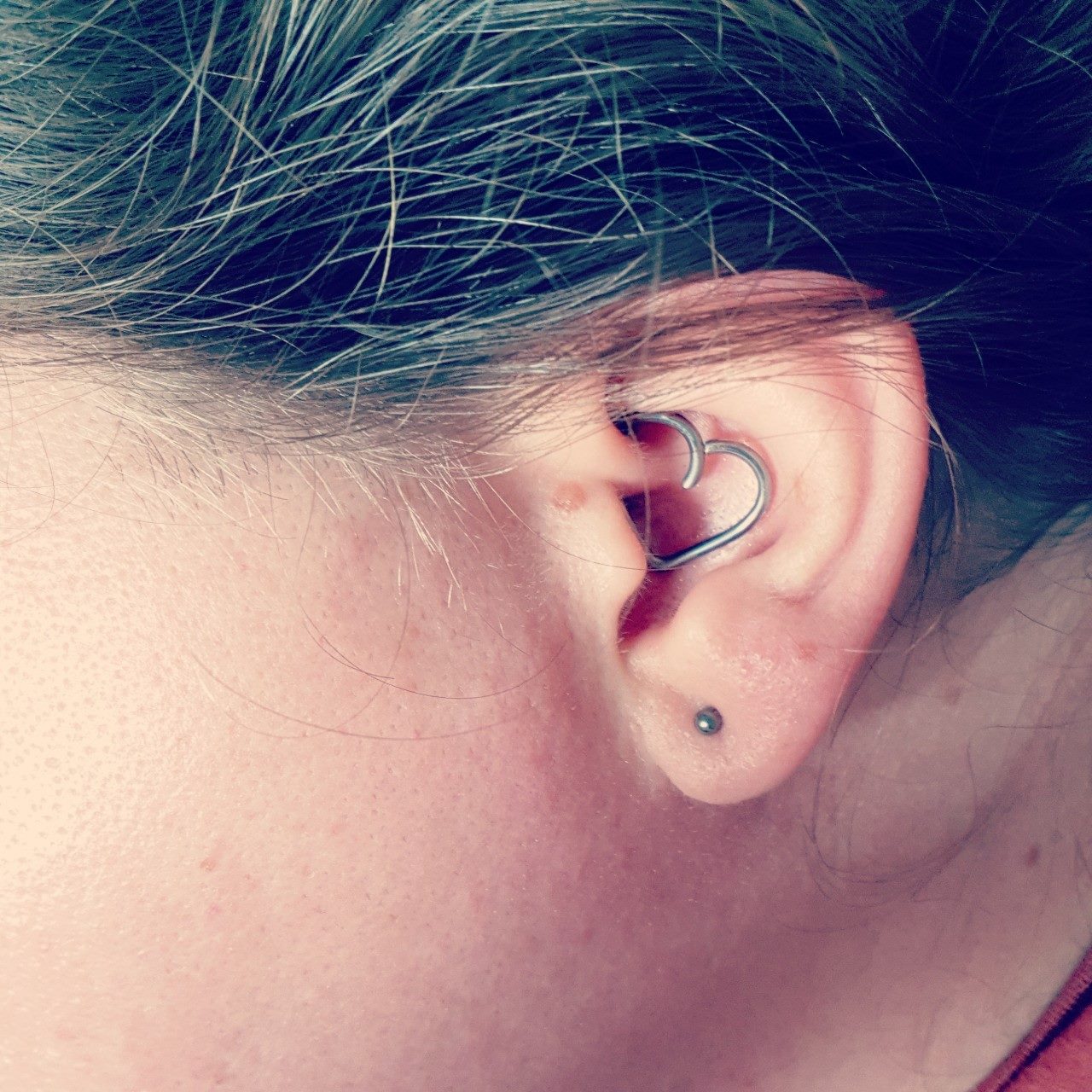 Fresh daith with heart jewellery, by Joel at Stoneheart in Sydney