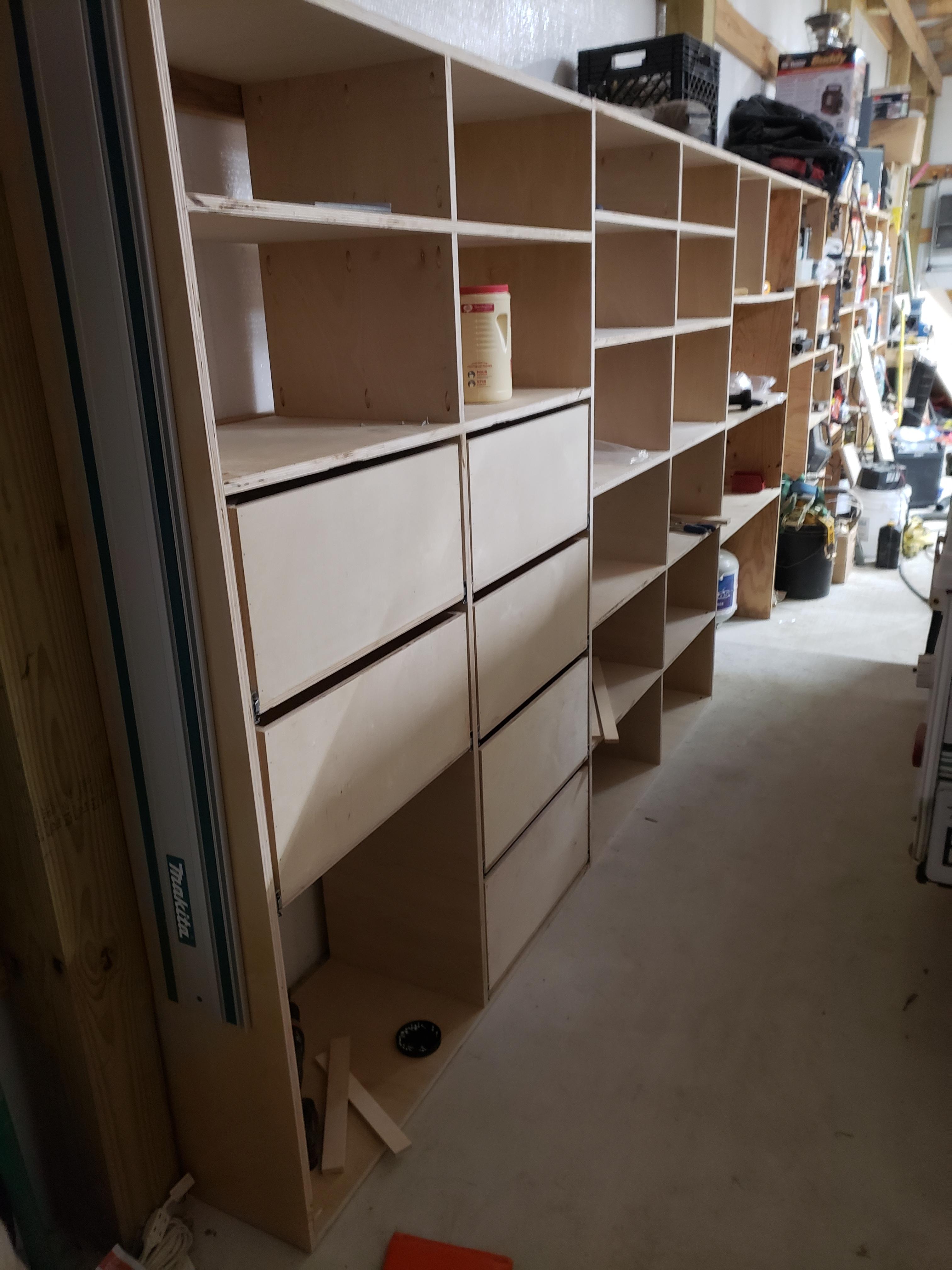 Track saw drawers for shop storage. r/woodworking