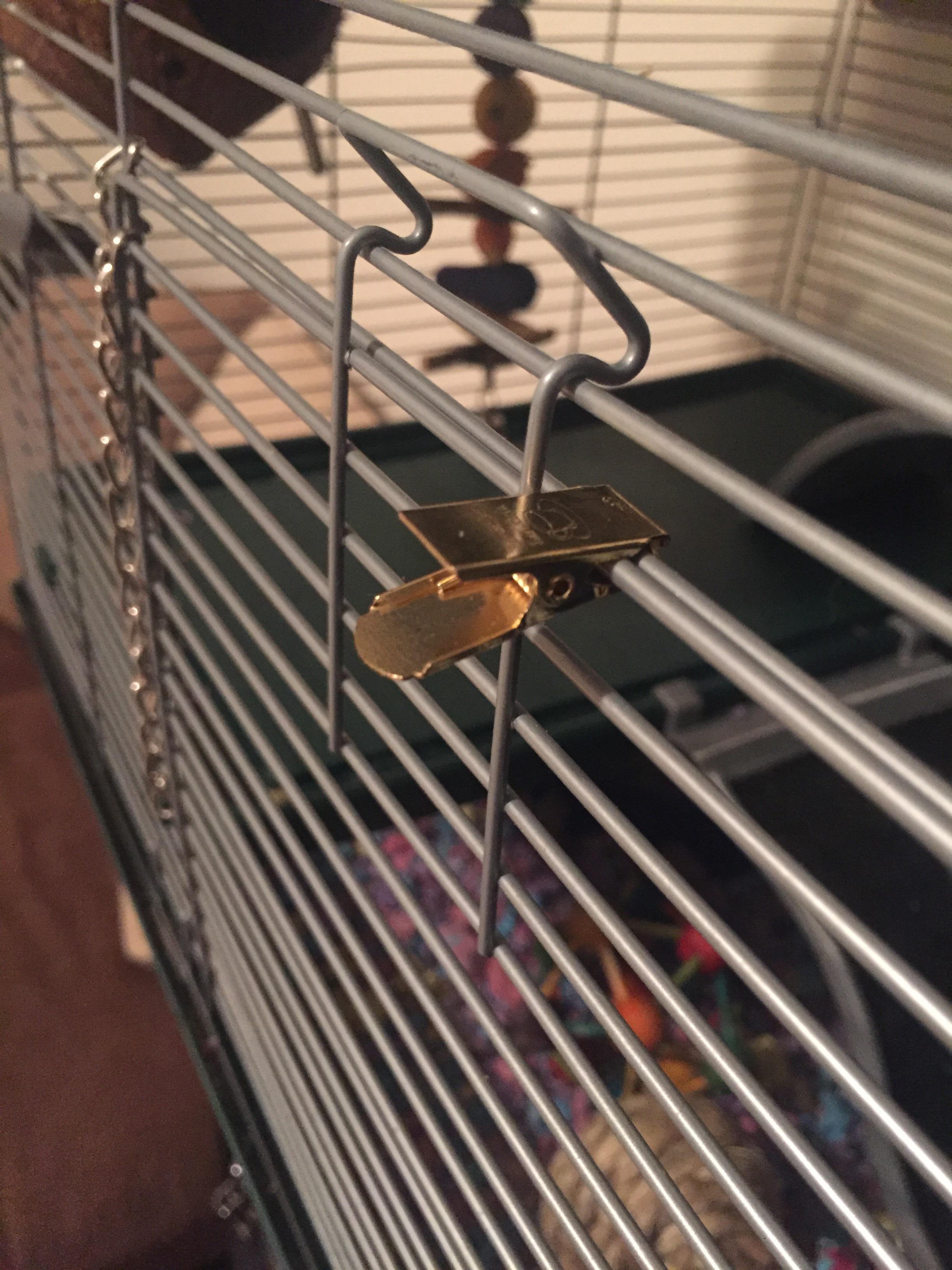 Cage lock I wanted to share this also. I used the metal clips from the