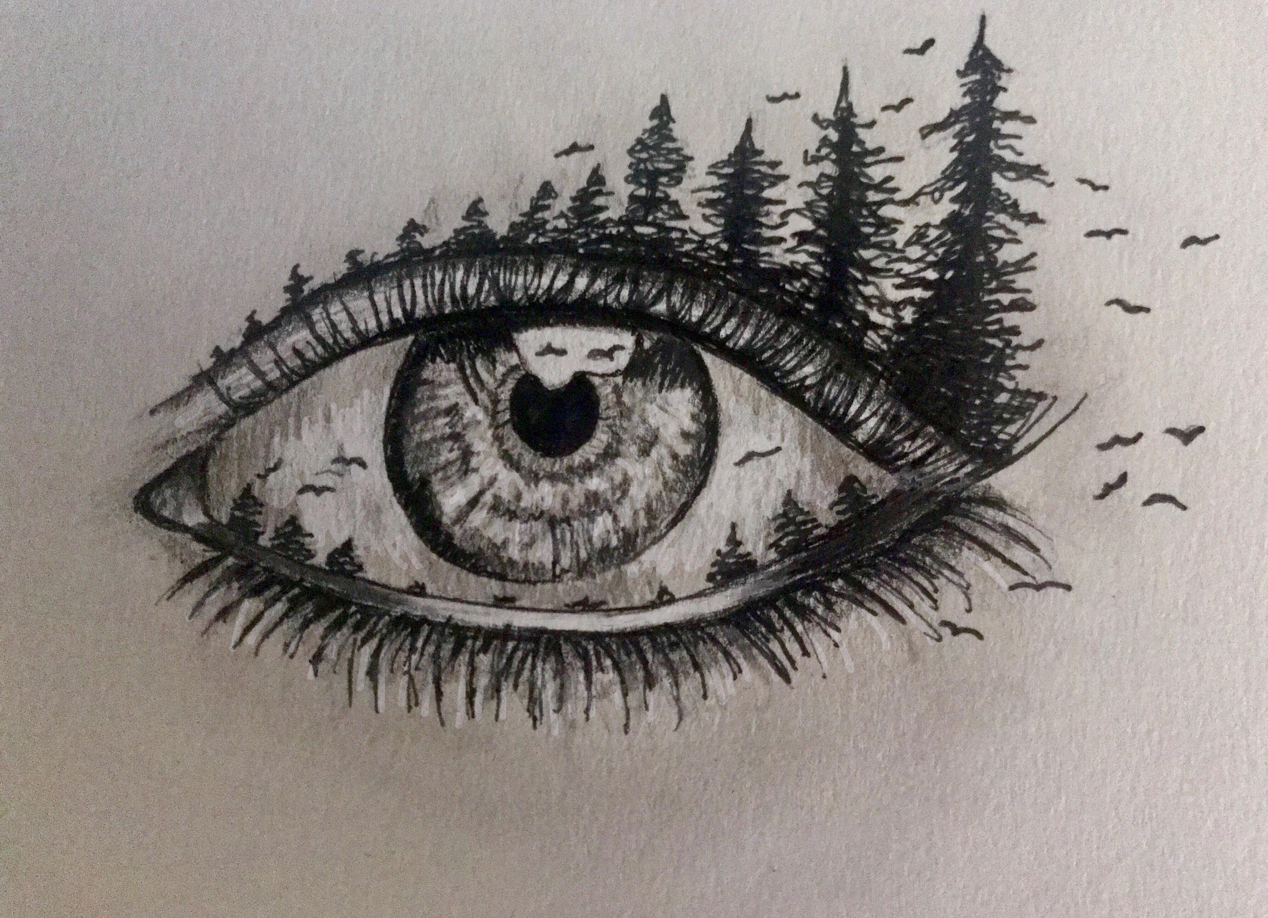 Nature's Eye, pen & pencil, 5"x7" Art