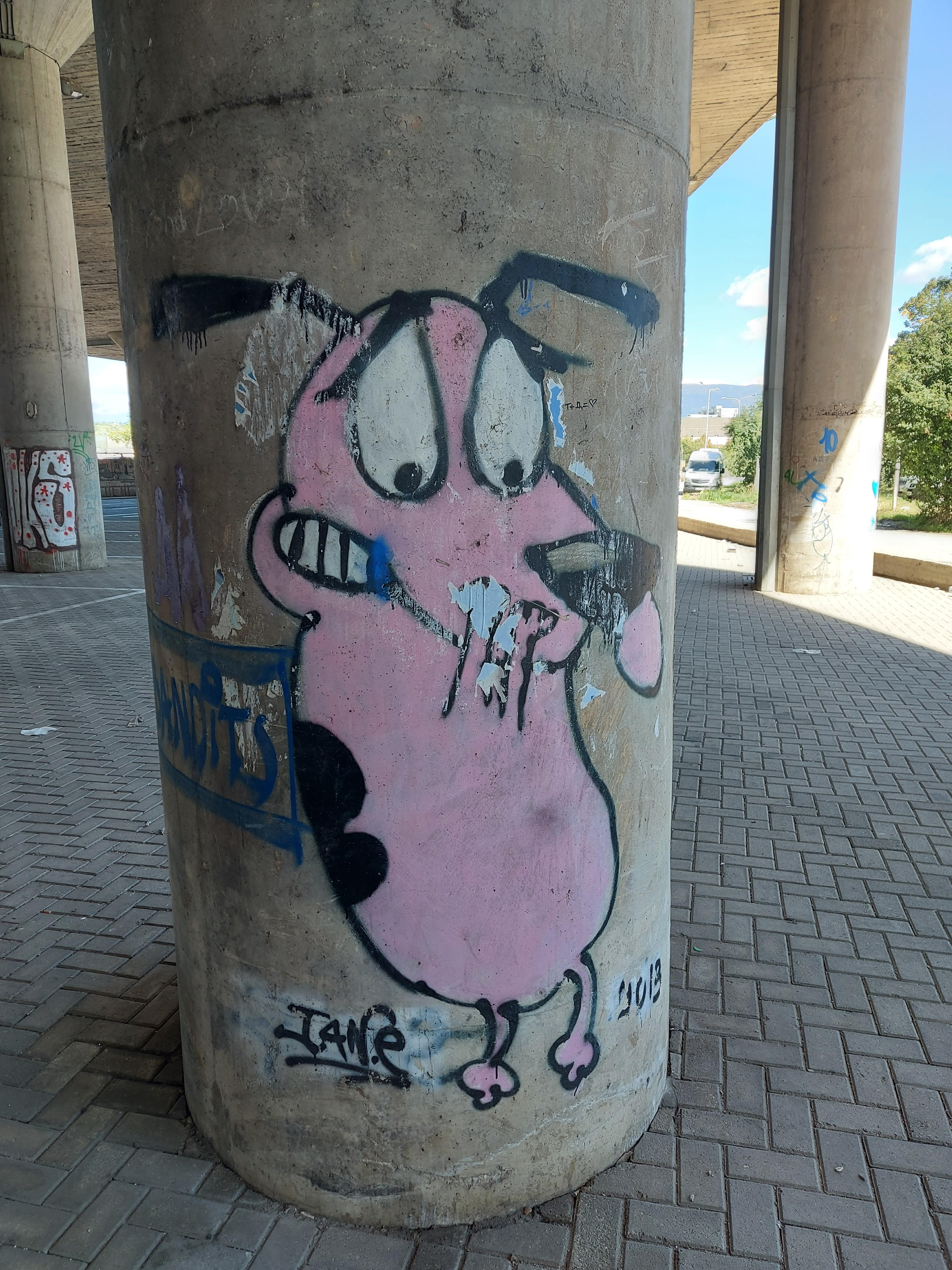 I found this spray painted Courage r/CourageTheCowardlyDog