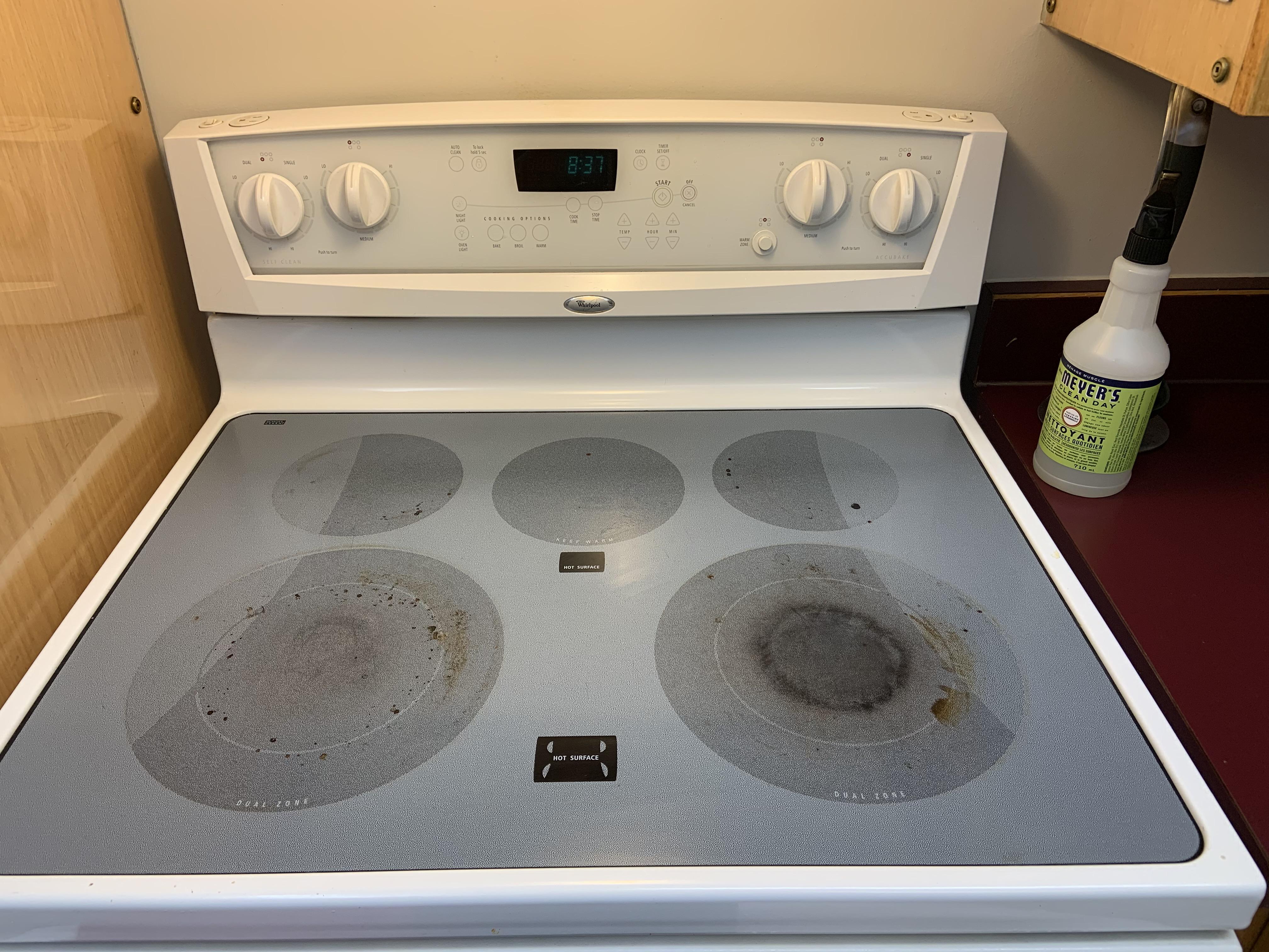 Just moved in how would you get the stains off this stove top? I