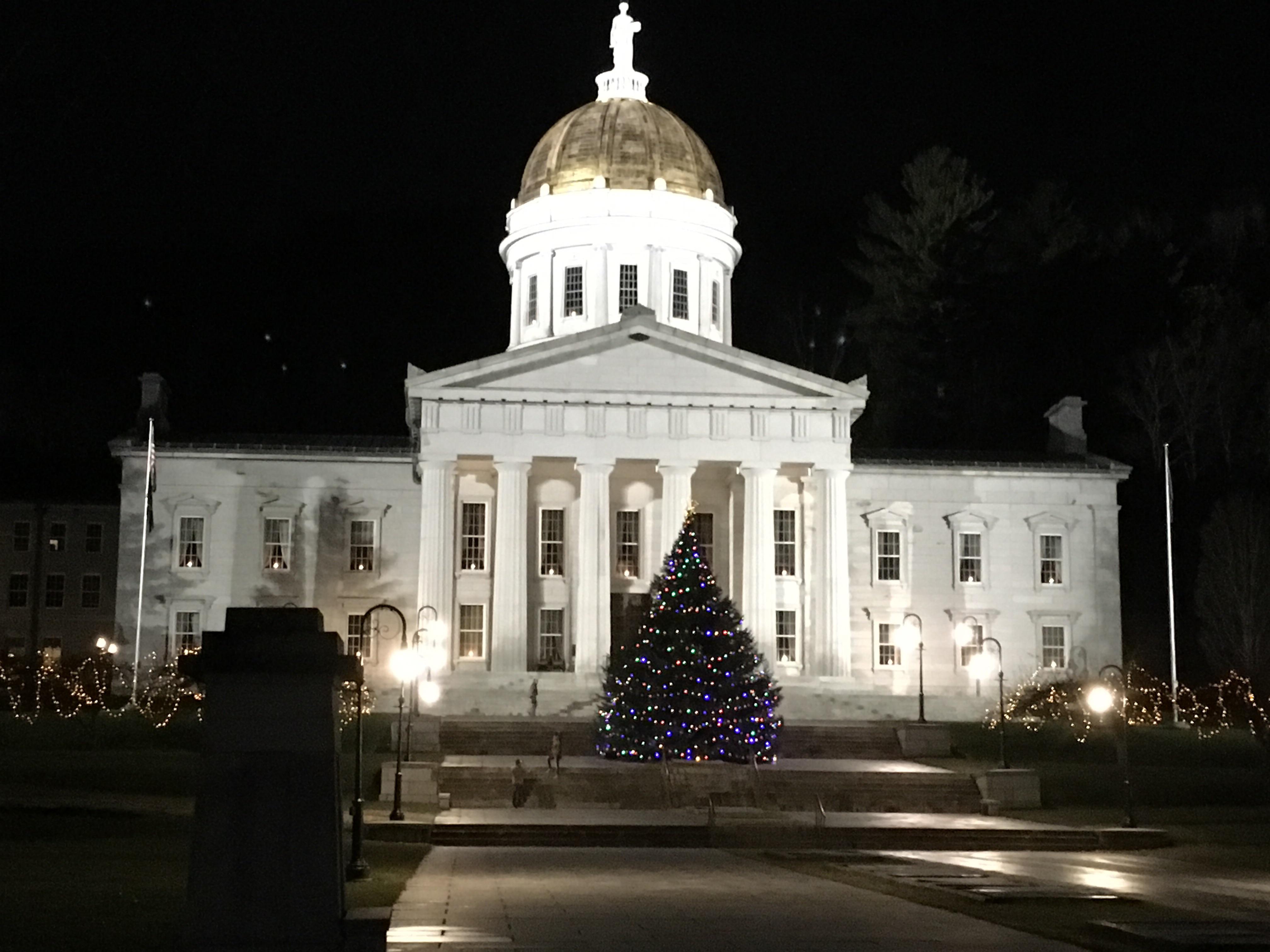The Vermont State House in Montpelier taken just after twilight on December 1st. Merry Christmas