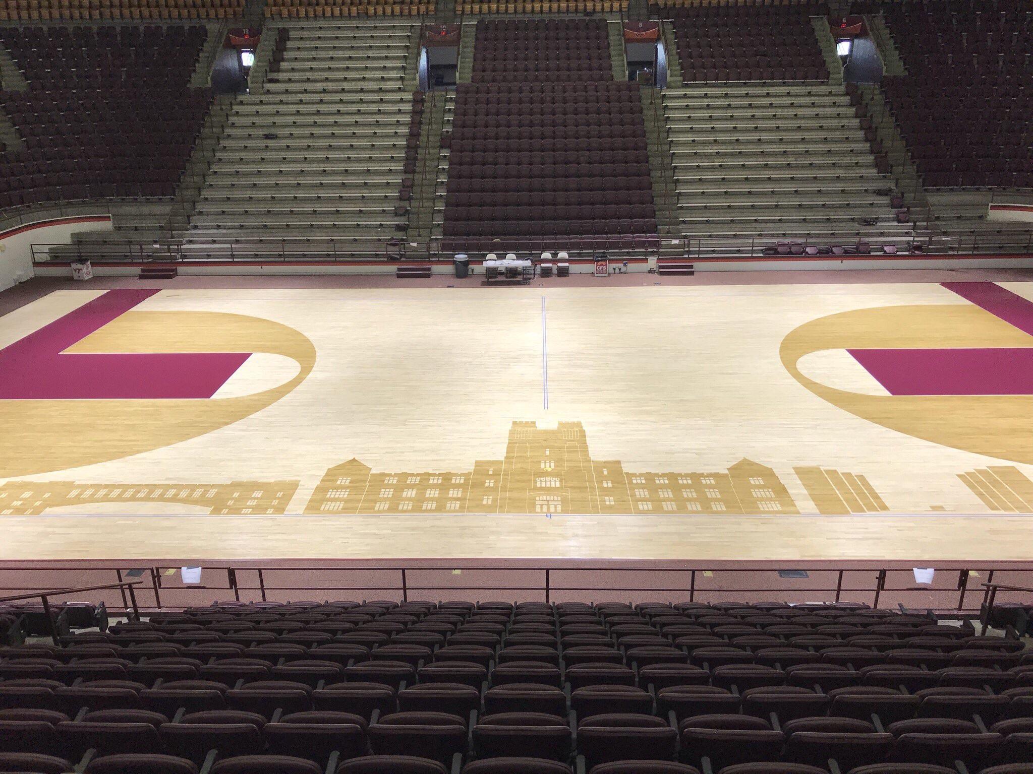 Virginia Tech with a new floor design in Cassell Coliseum r