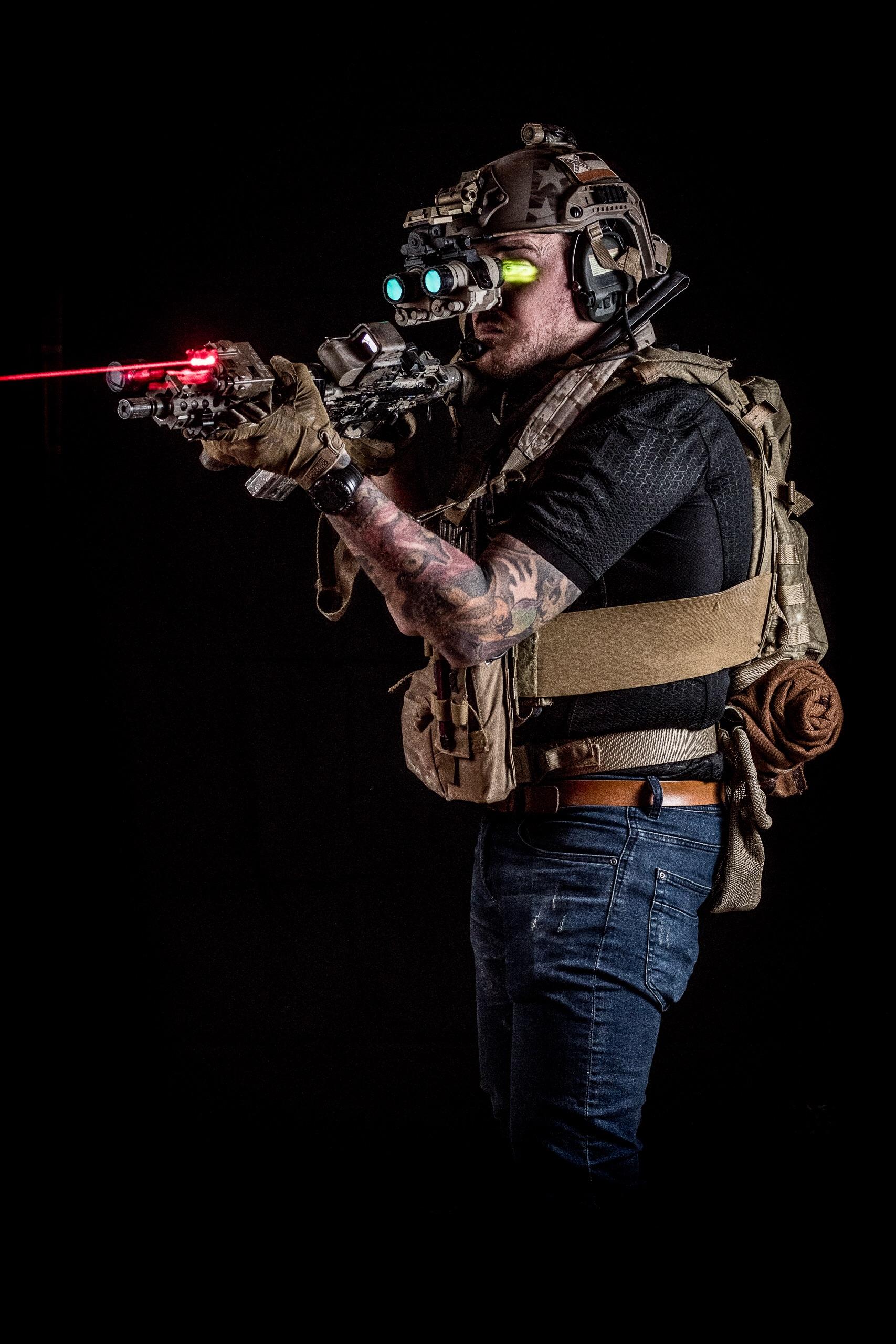 We did a photo shoot with night vision and lasers r/airsoft