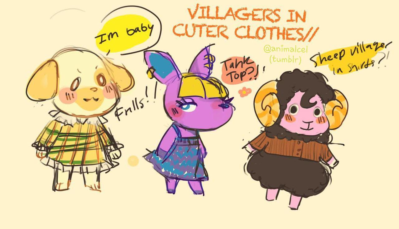 Villagers in Cuter Clothes (Art by animalcel // tumblr) r/AnimalCrossing